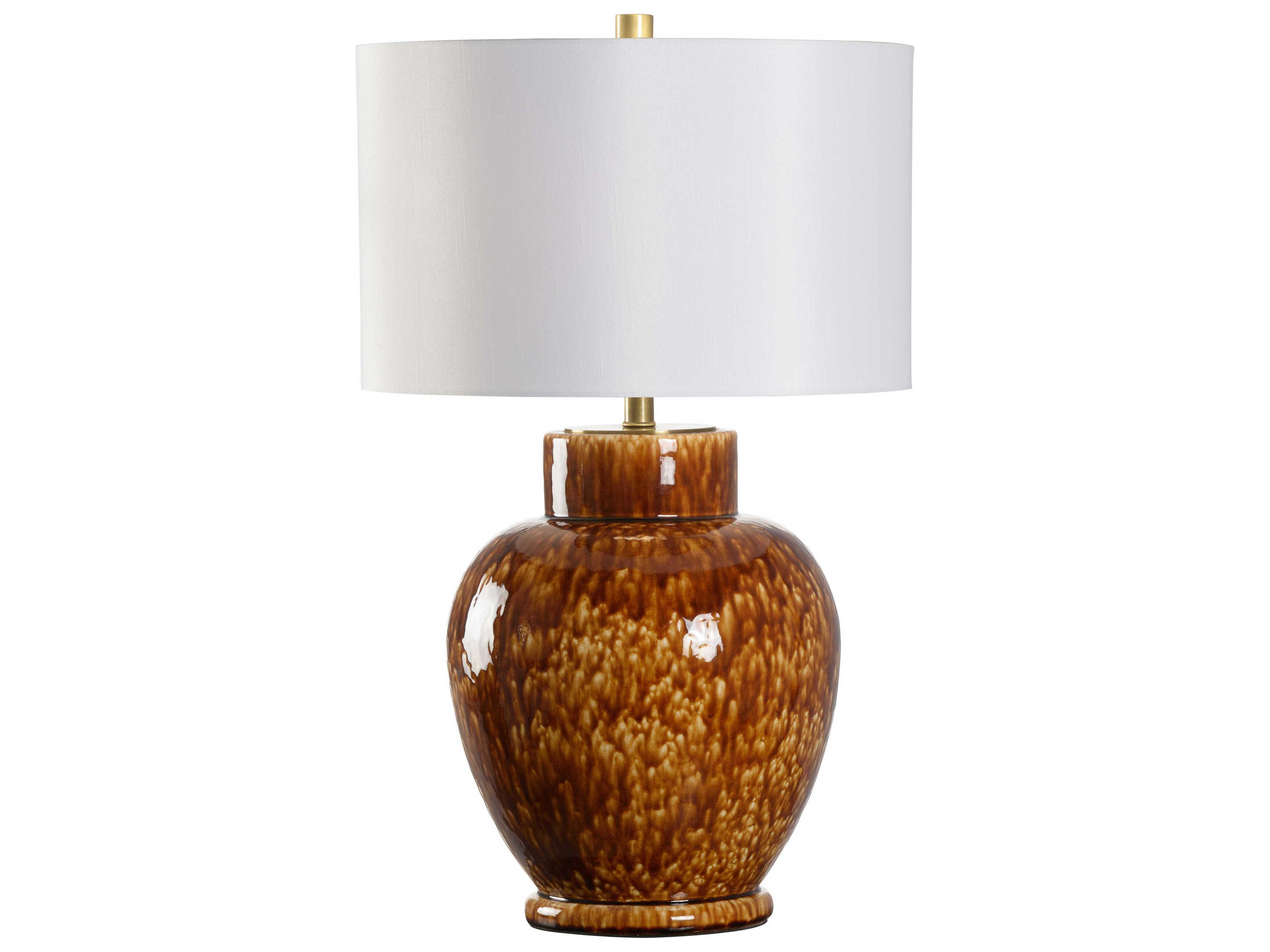 Chelsea House Jennifer Mottled Brown Off White Linen Table Lamp
