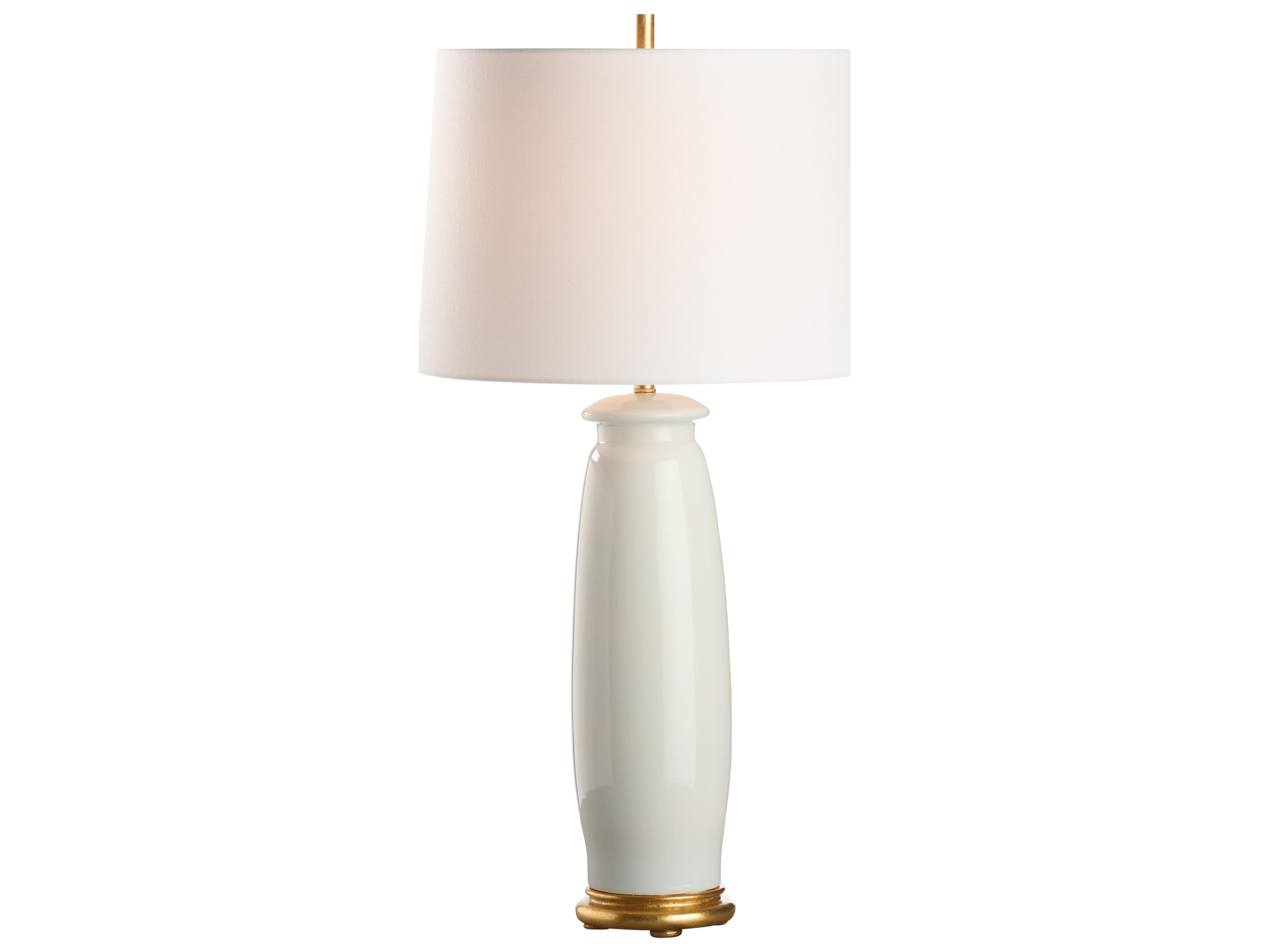 Chelsea House Jamie Merida Iceberg Glaze Gold Leaf White Table Lamp