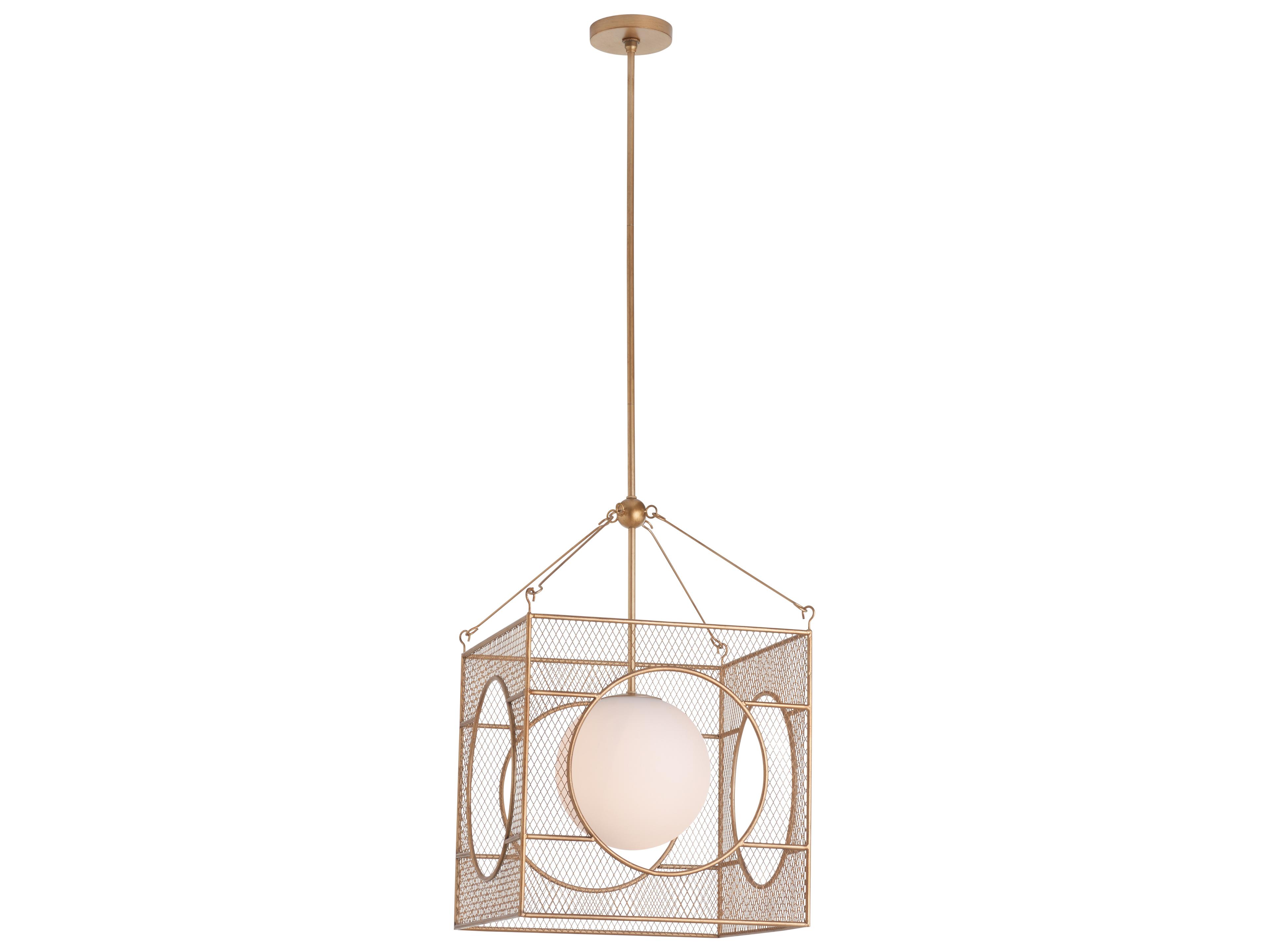 Chelsea House 1-Light Antique Brass White Lantern Pendant