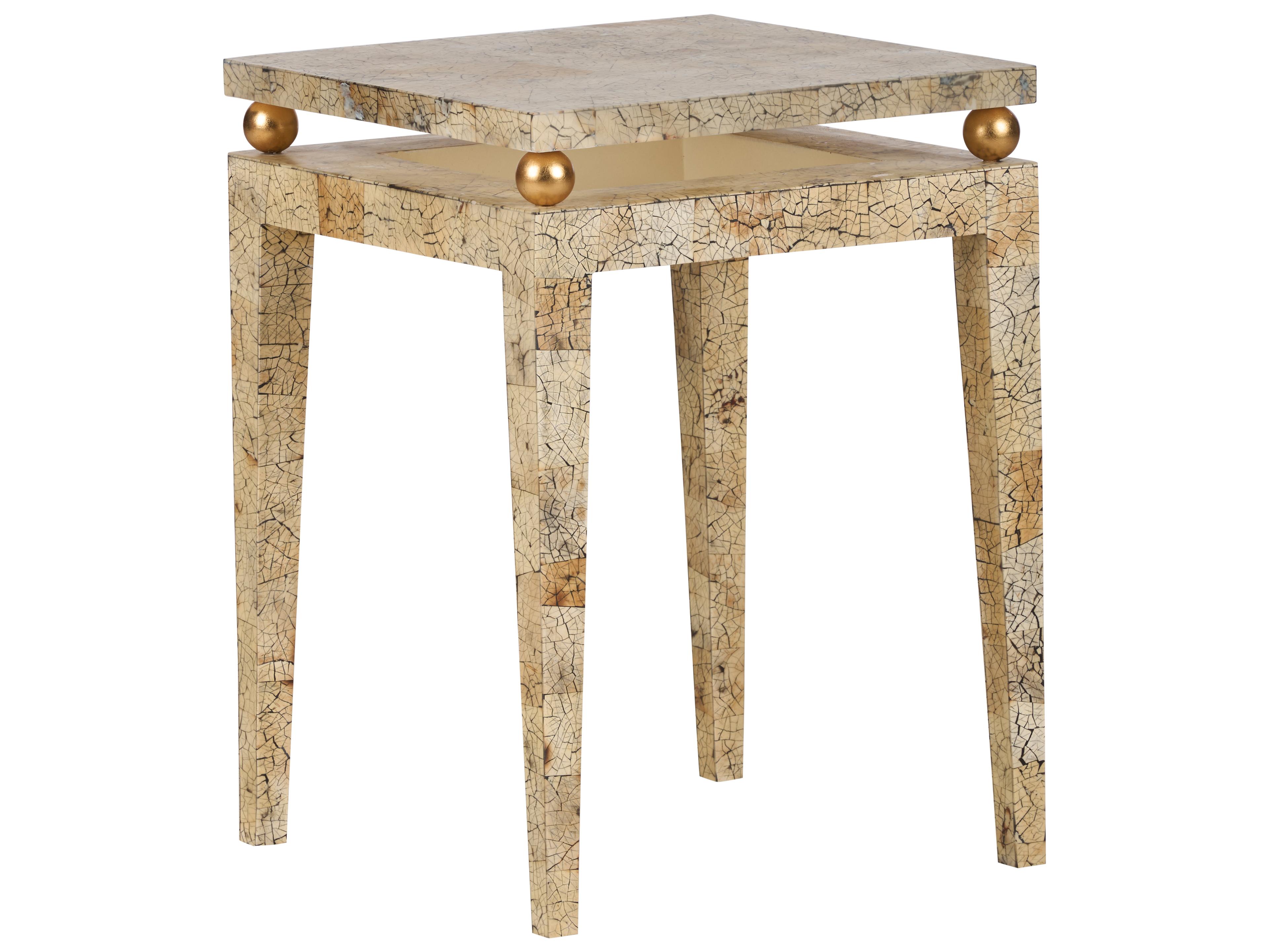 Chelsea House Square Faux Stone White Cream End Table