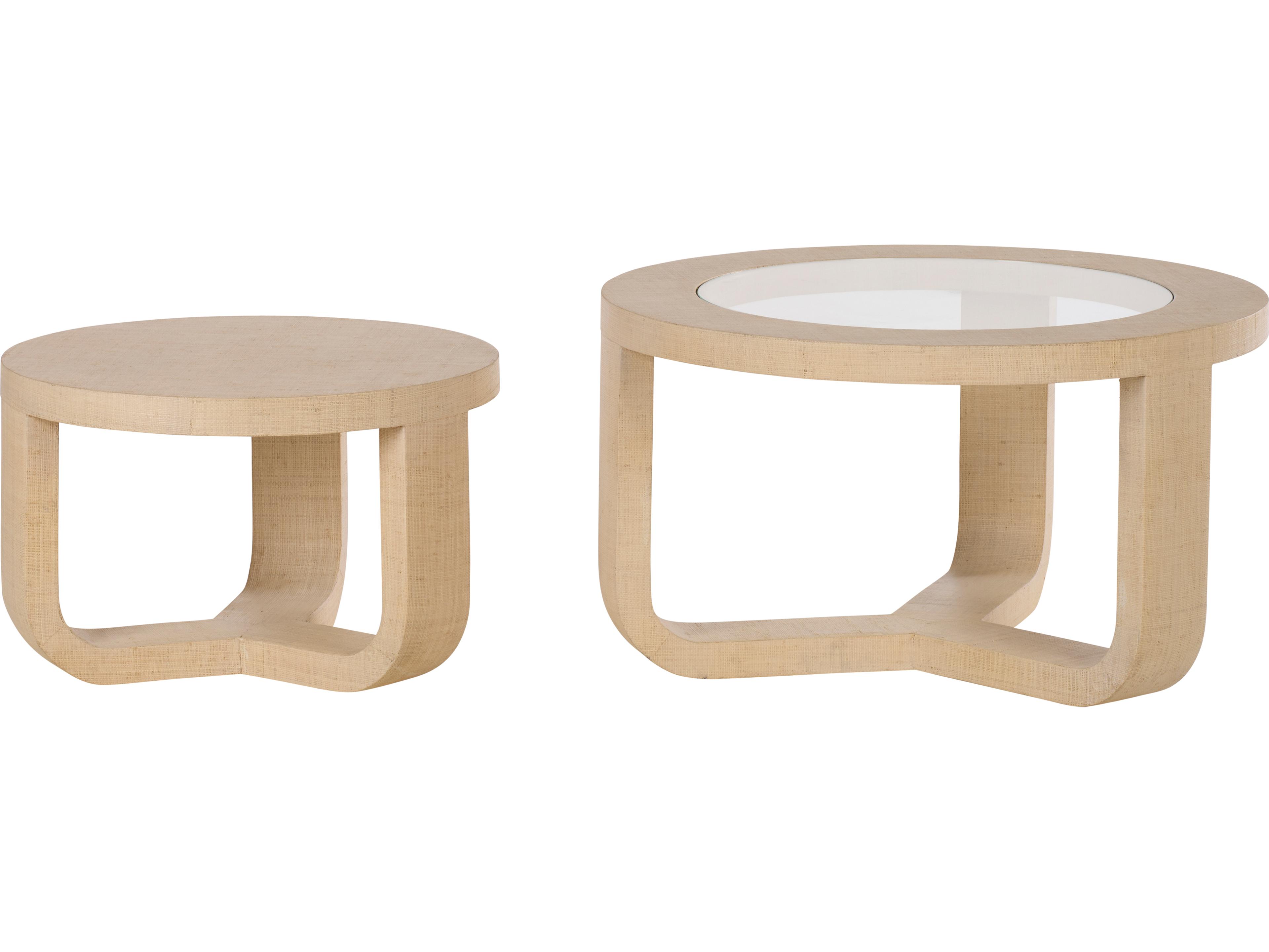 Chelsea House Round Glass White Cream Coffee Table