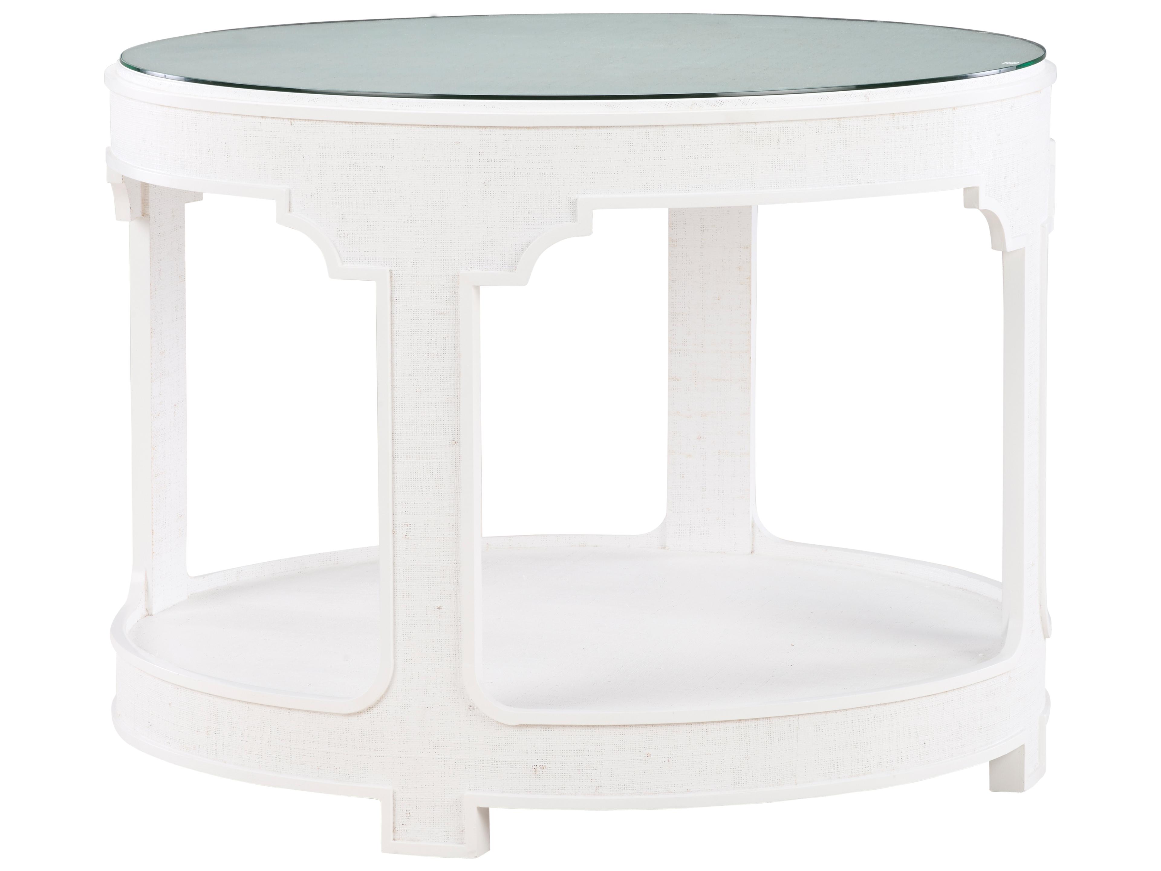 Chelsea House Jamie Merida Round Glass White Cream Dining Table