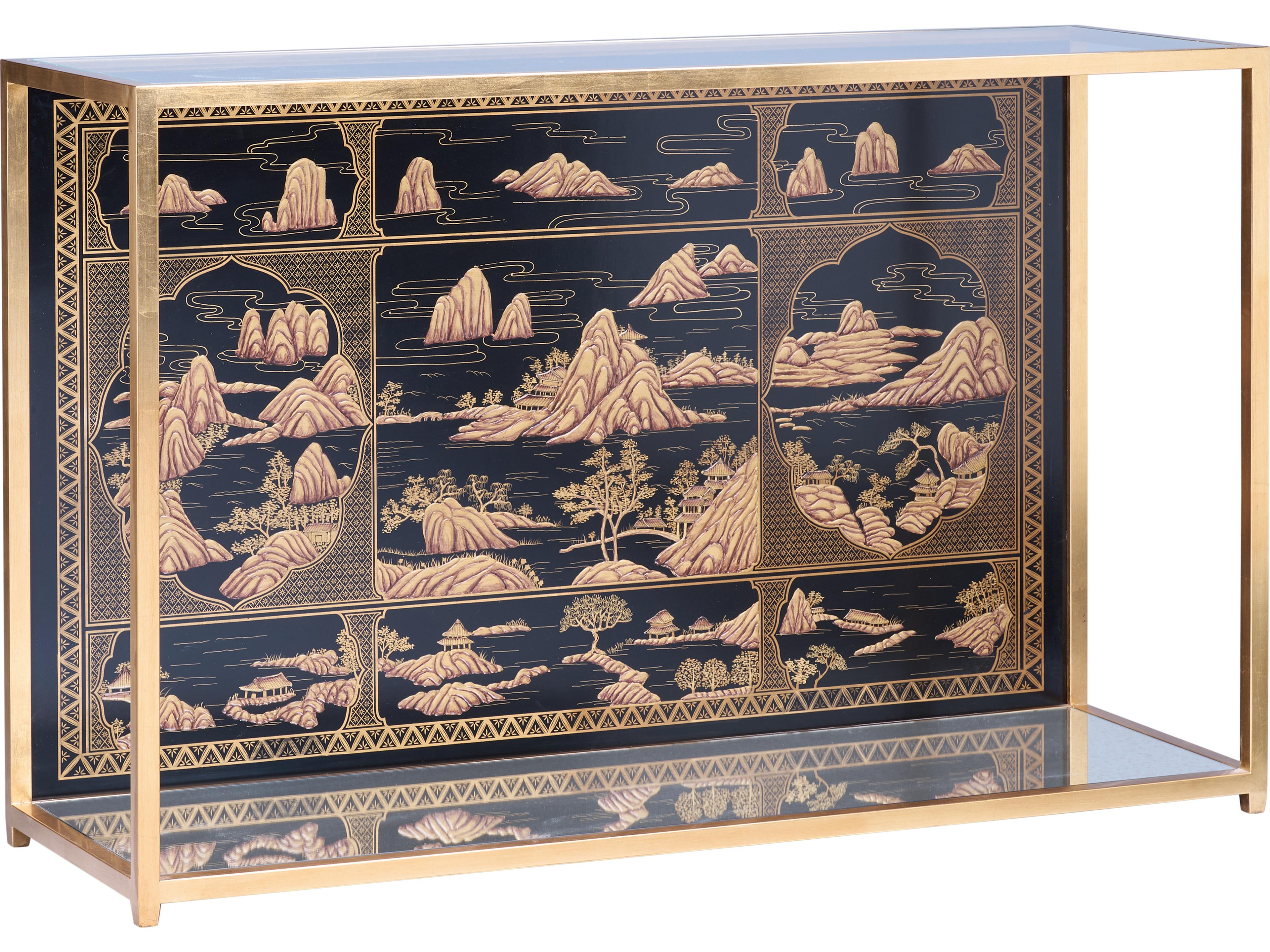 Chelsea House Jamie Merida Rectangular Glass Gold Console Table