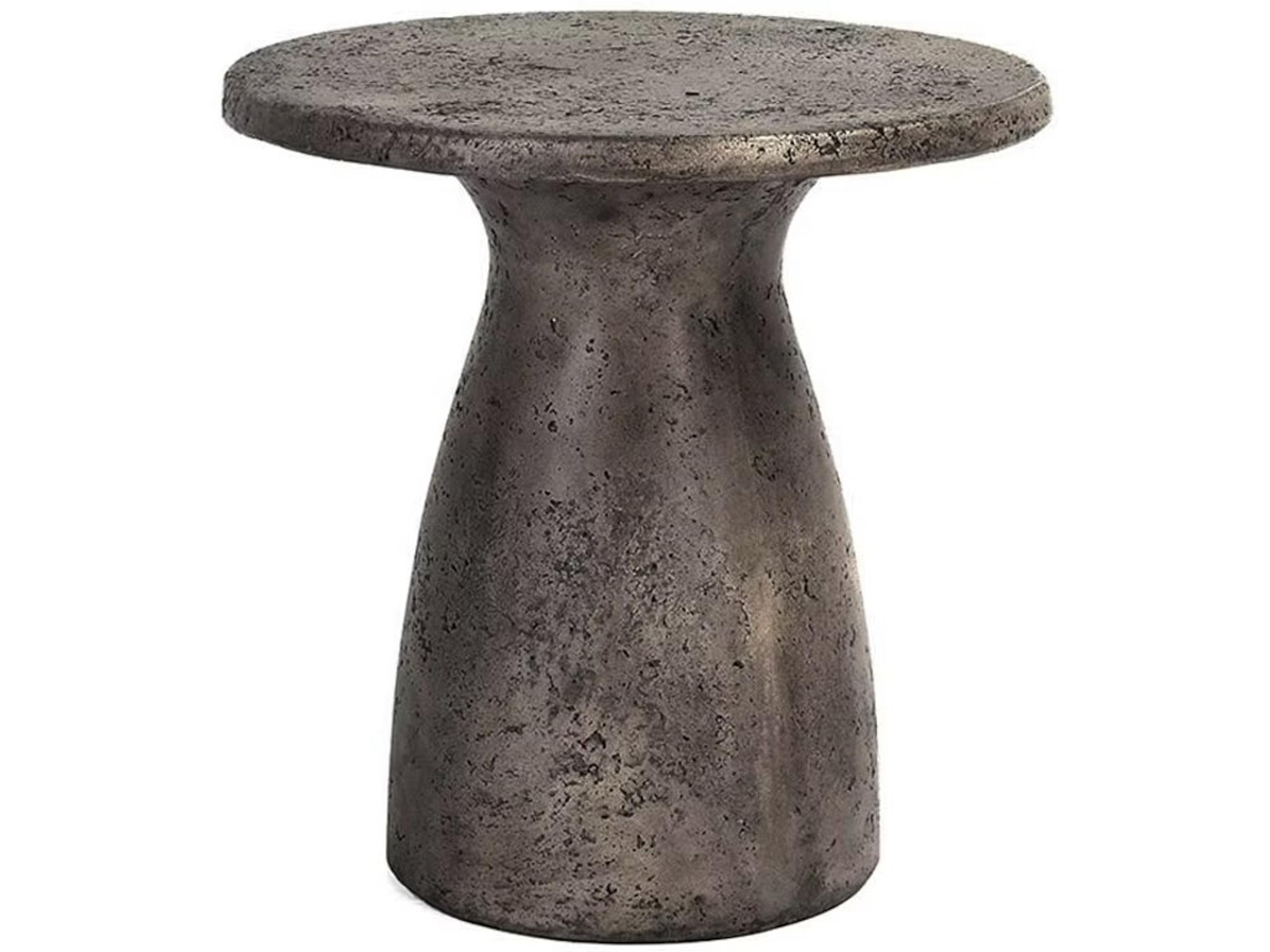 Classic Home Outdoor Collins Dark Grey Concrete Round End Table