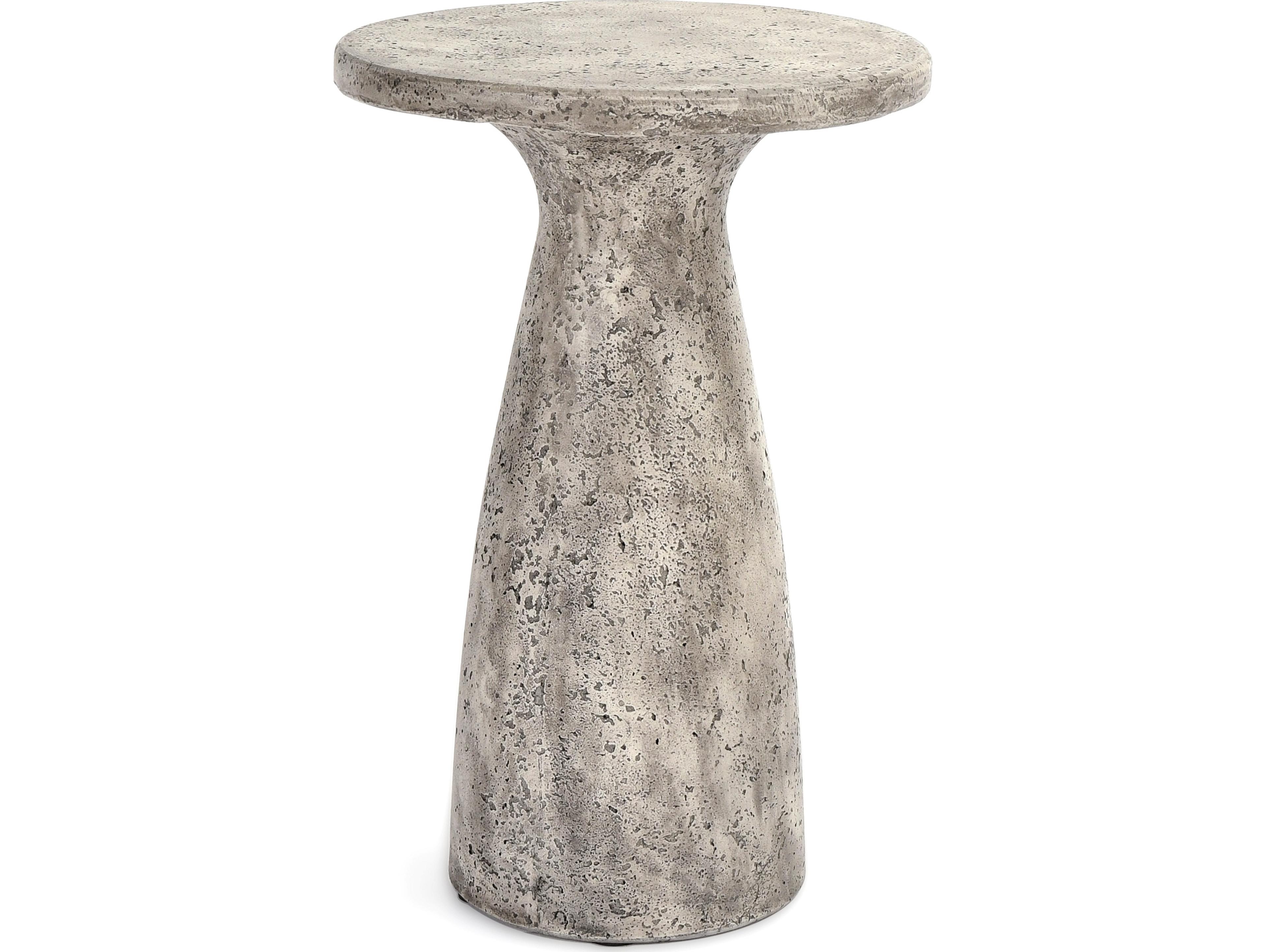Classic Home Outdoor Collins Light Grey Concrete Round End Table