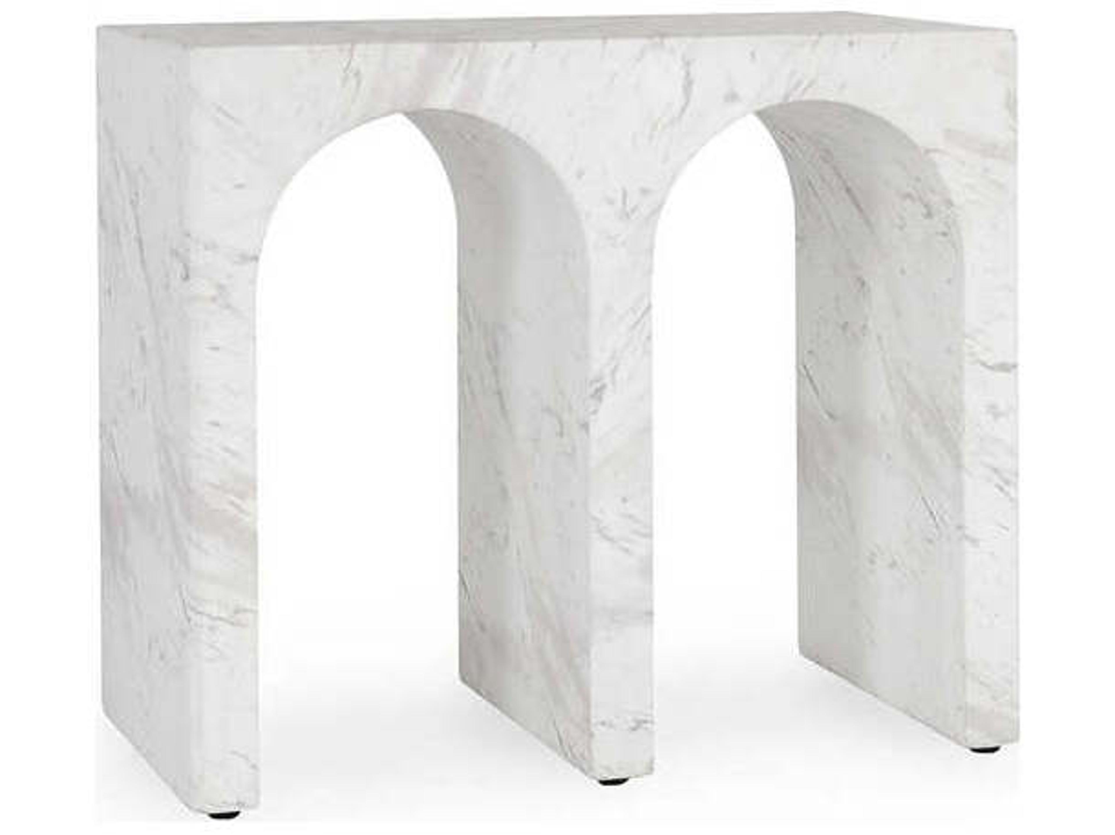 Classic Home Outdoor Marmo Ivory, Gray Concrete Rectangular End Table