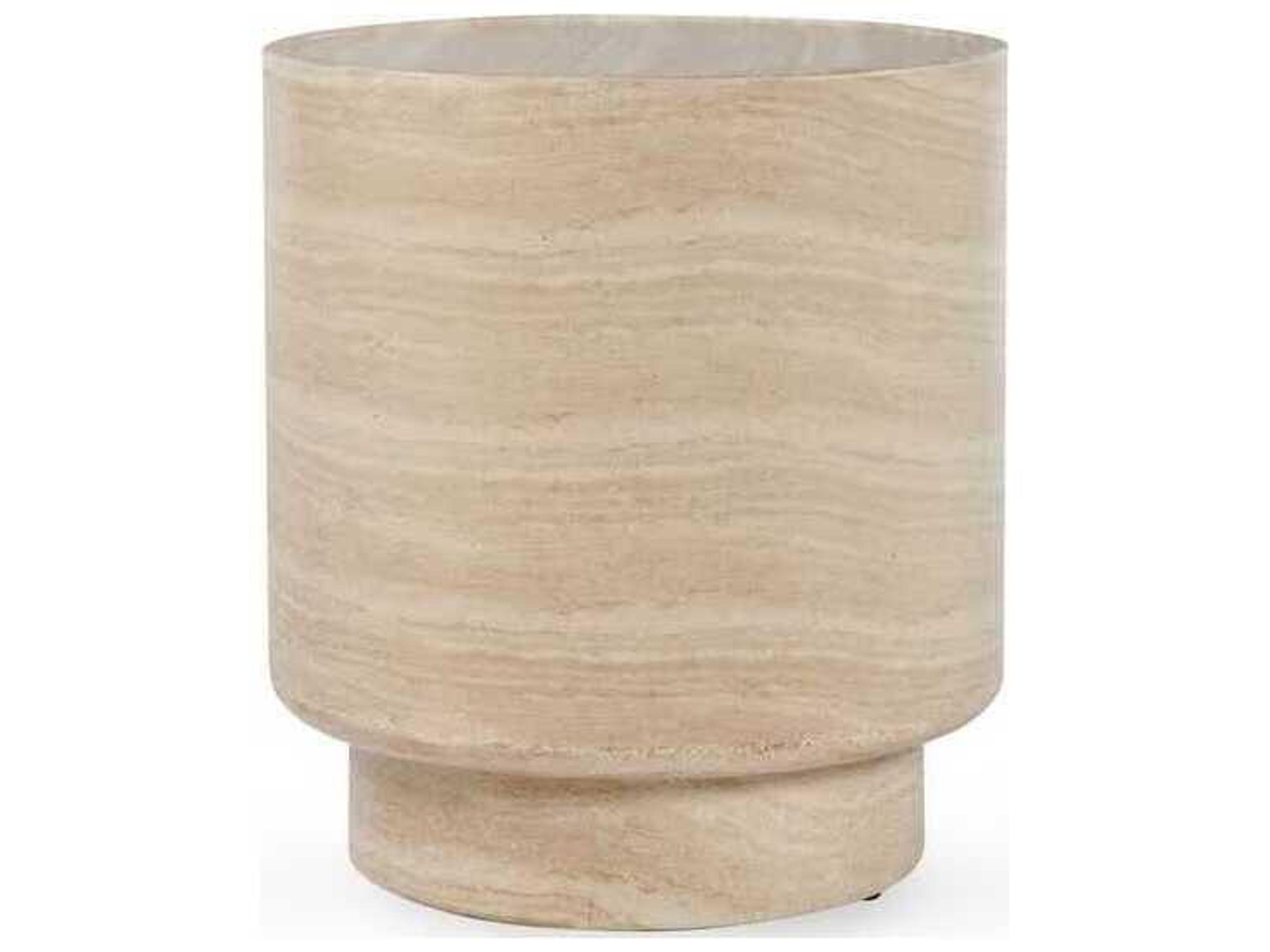 Classic Home Outdoor Mckenna Beige Concrete Round End Table