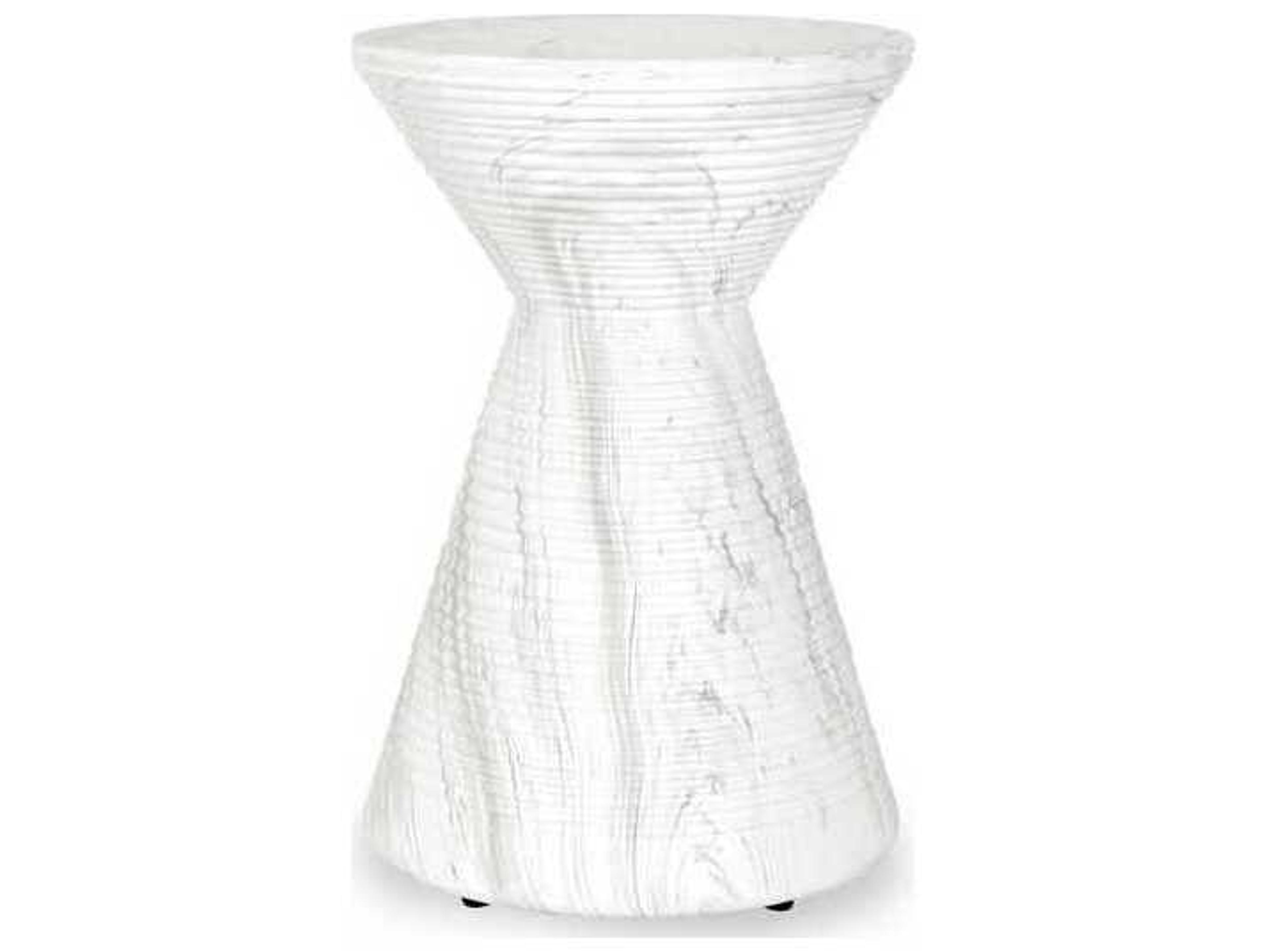 Fern White Concrete Round End Table