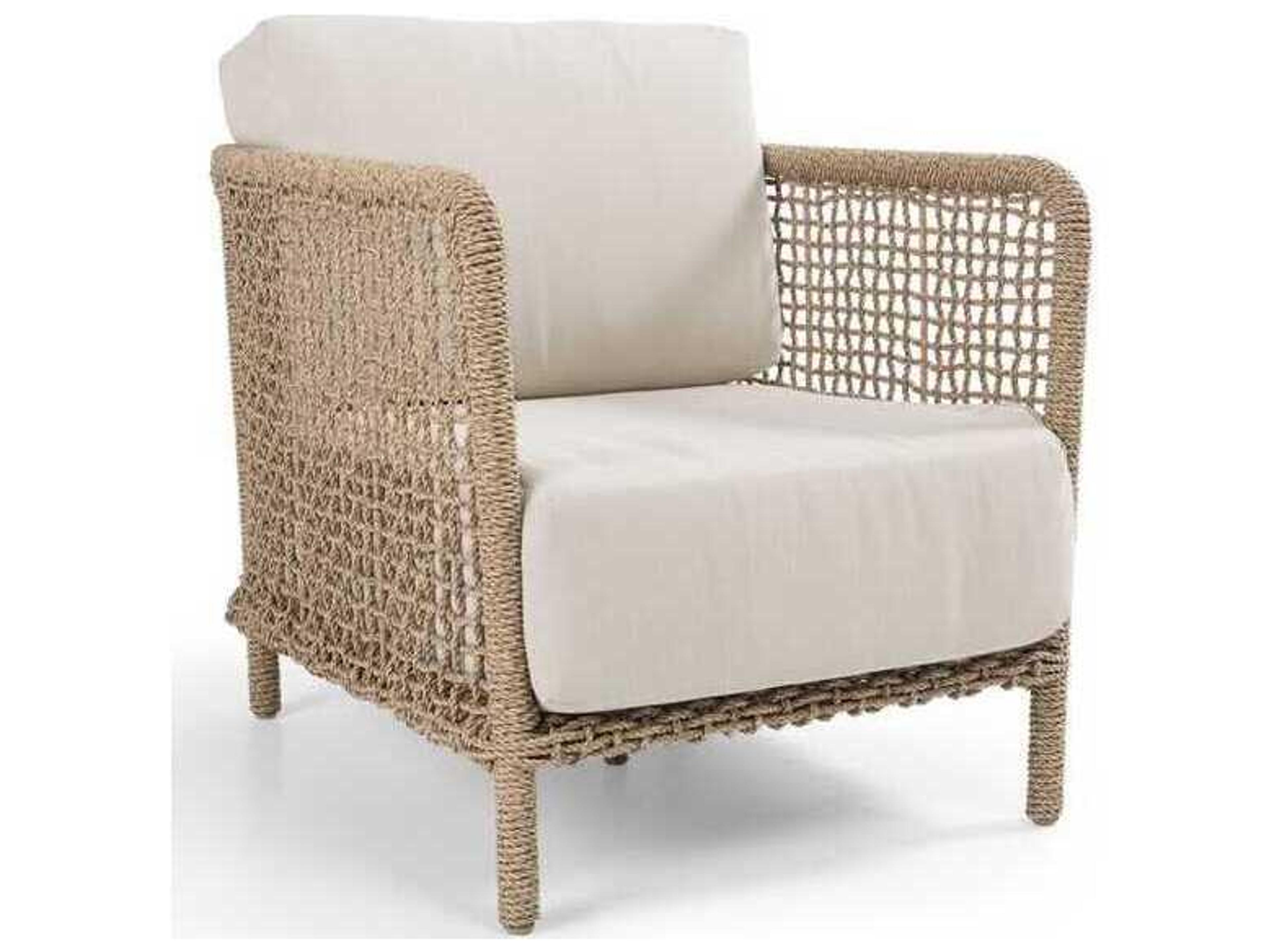 Brisbane Natural Brown, Cream Rope Cushion Lounge Chair