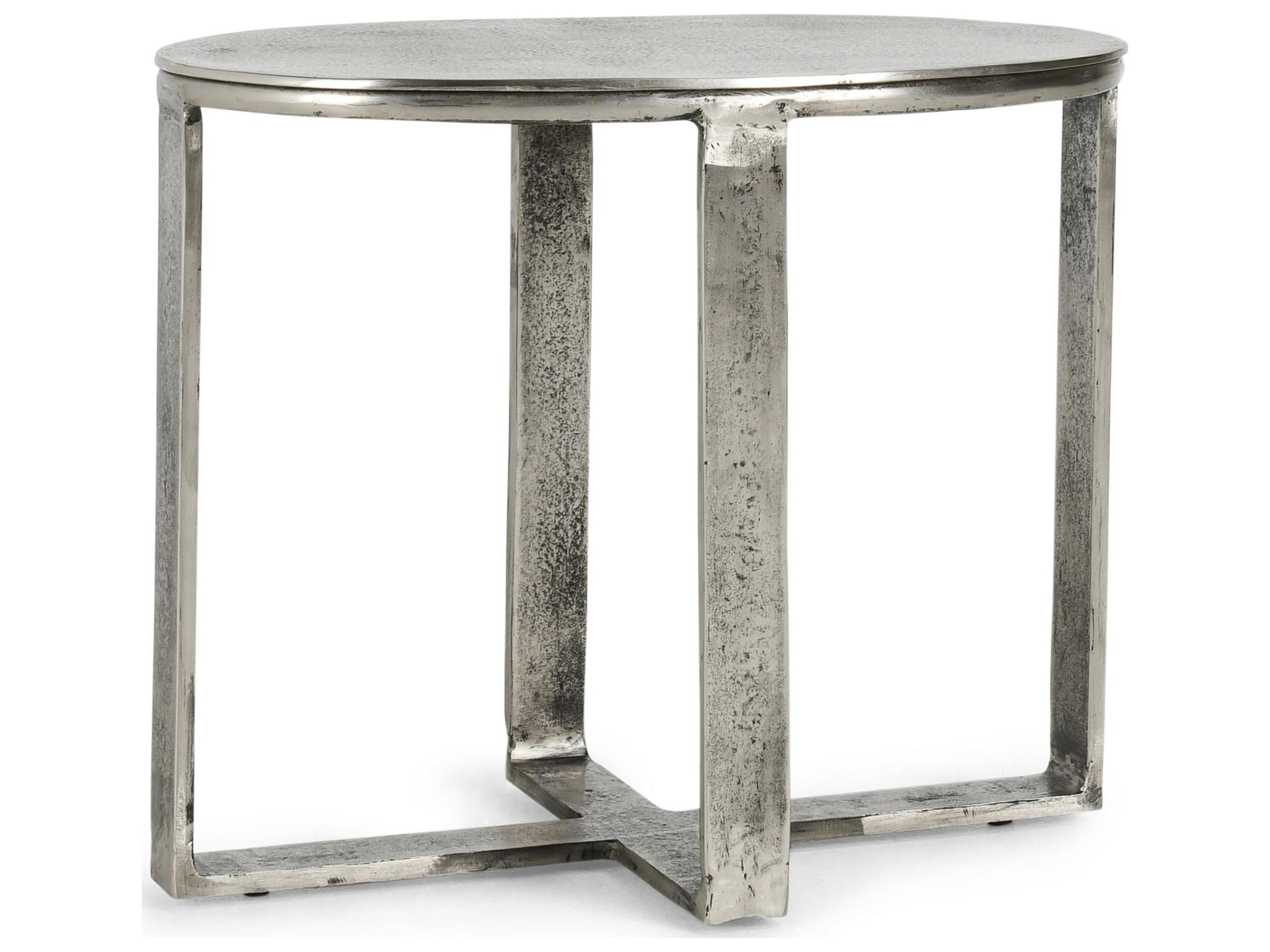 Classic Home Flores Oval Metal Nickel End Table