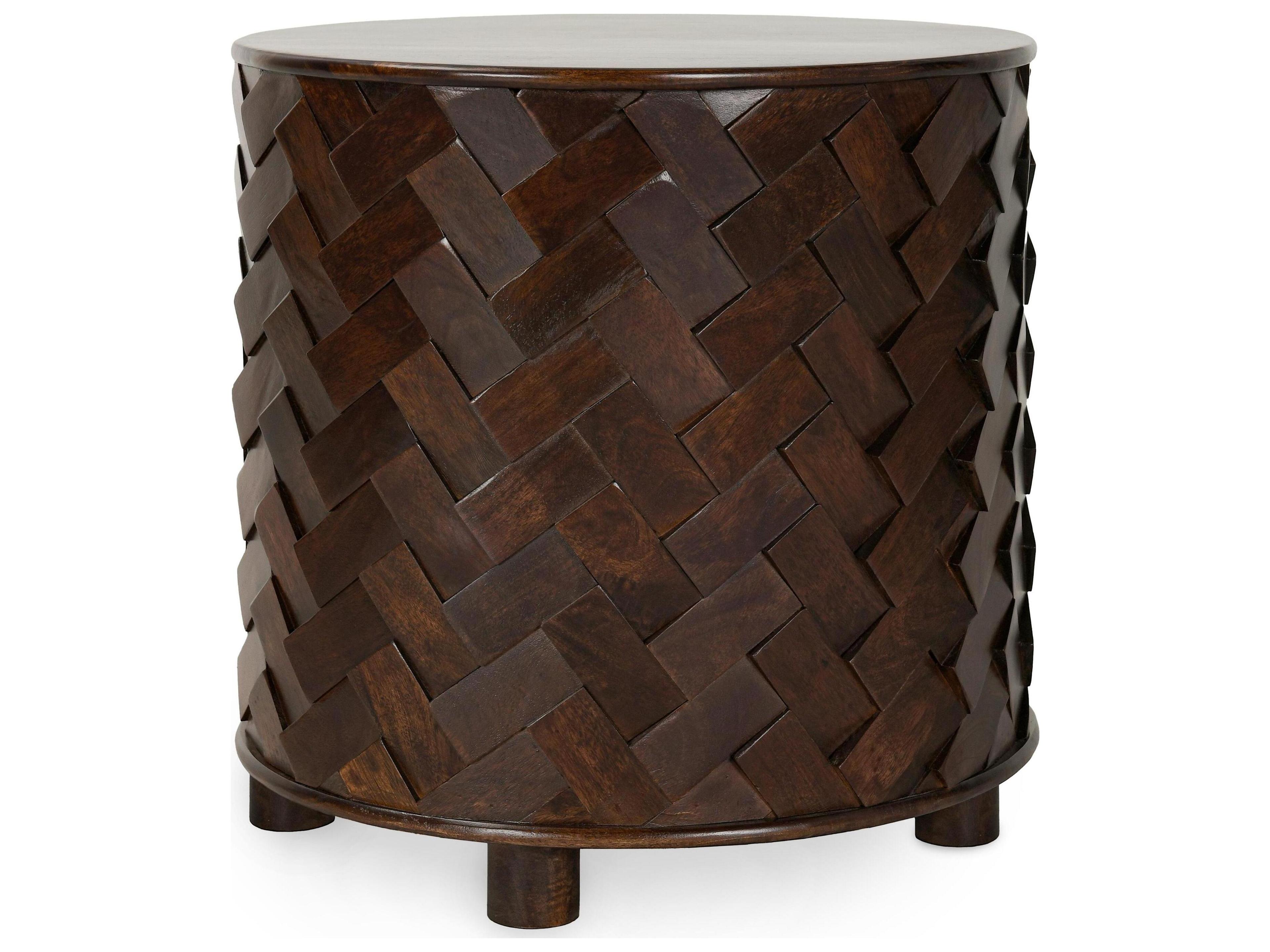Classic Home Shira Round Wood Kona Brown End Table