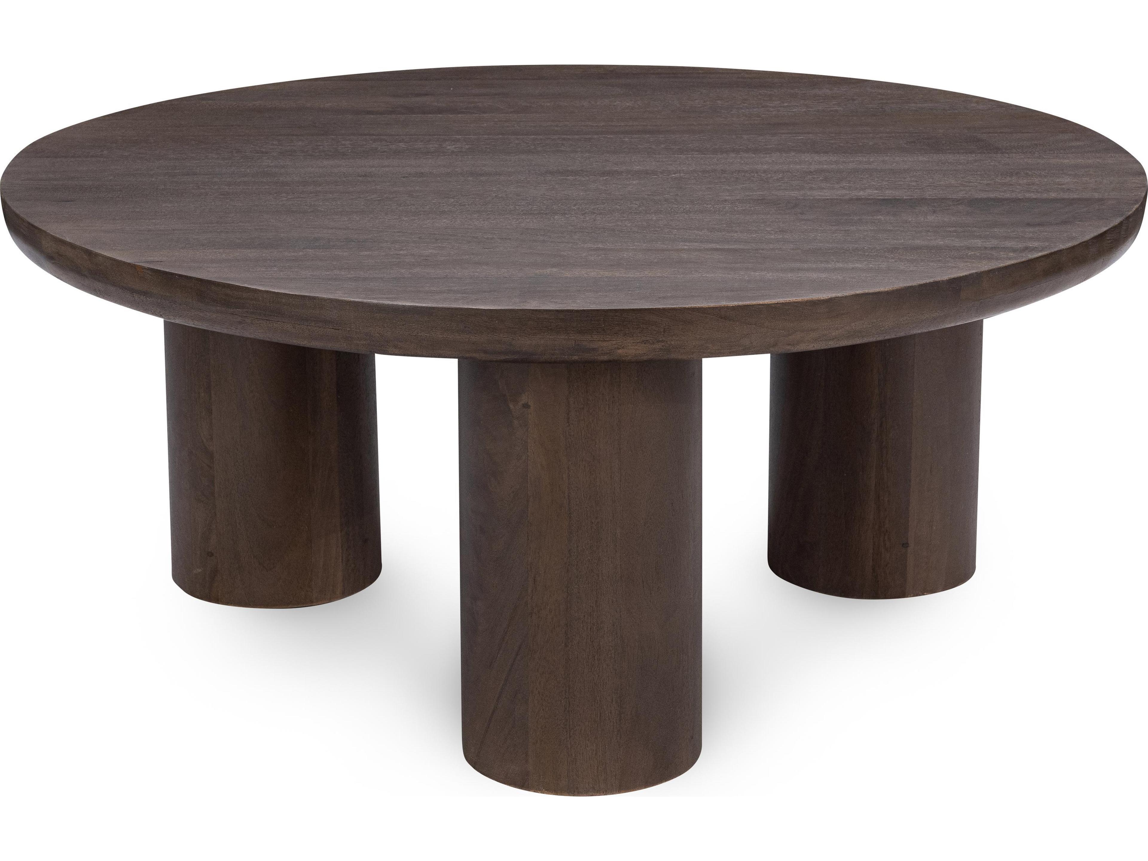 Classic Home Beau Round Wood Brown Coffee Table