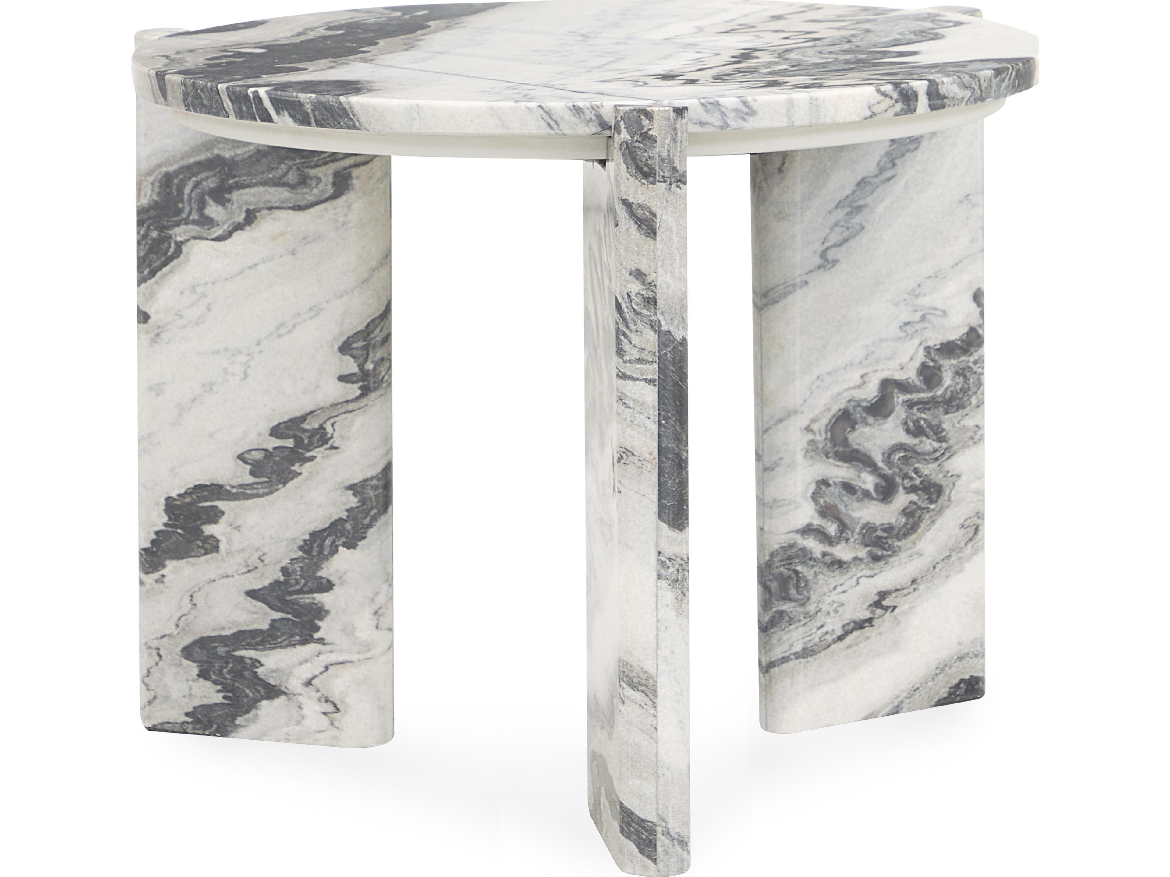 Classic Home Zora Round Marble Gray End Table