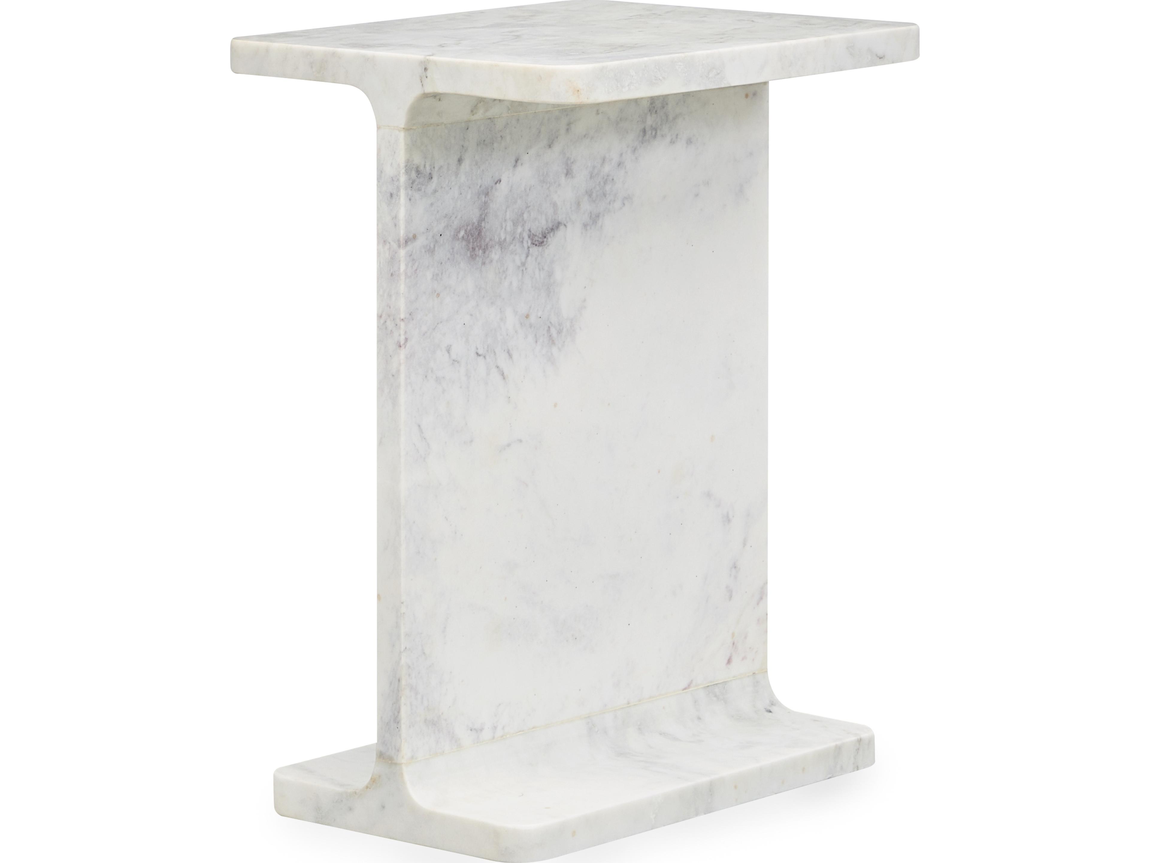 Classic Home Delaney Rectangular Marble White End Table