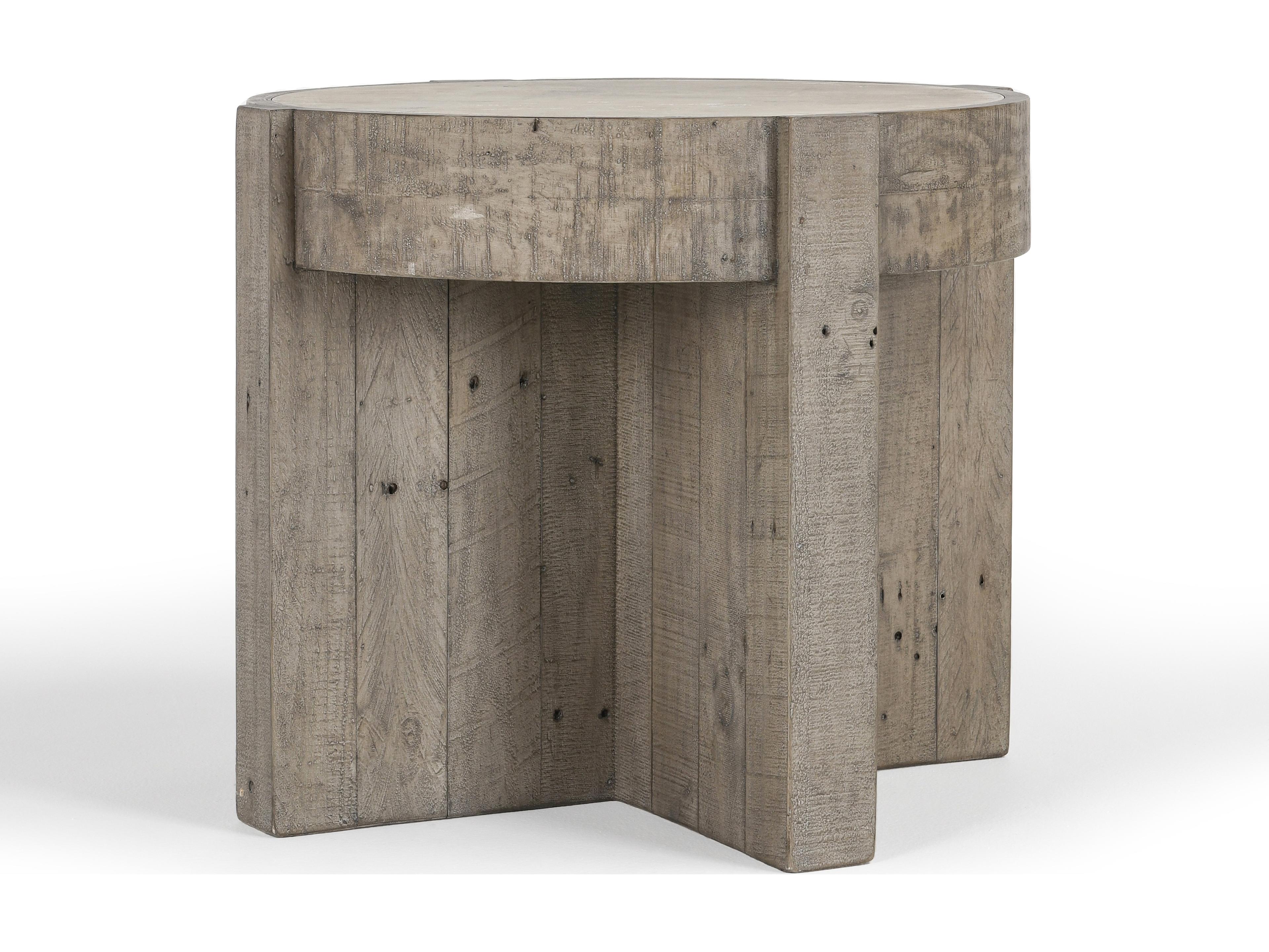 Classic Home Sonoma Round Concrete Corsican Grey & Antique White Top End Table