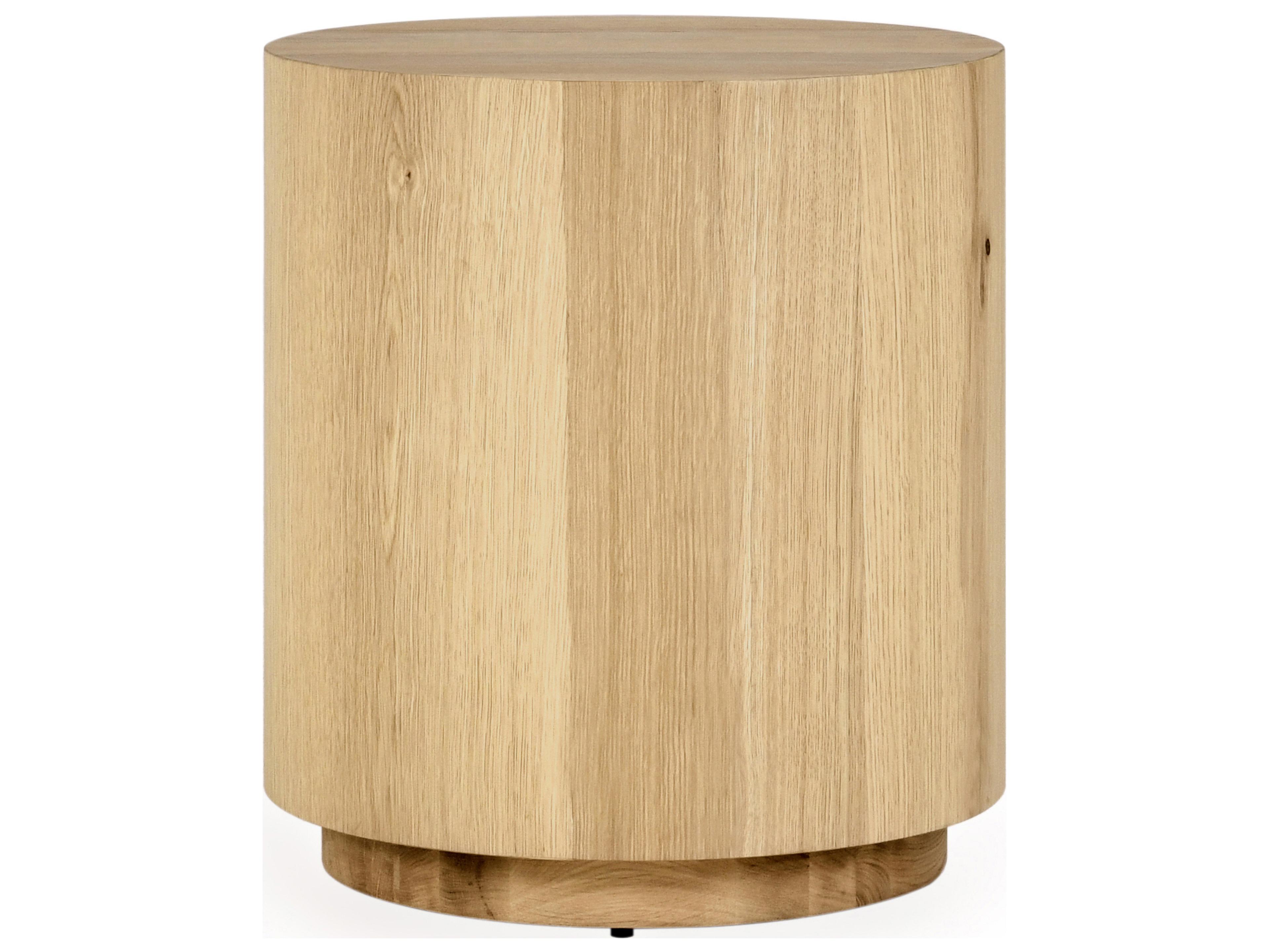 Classic Home Layne Round Wood Natural End Table