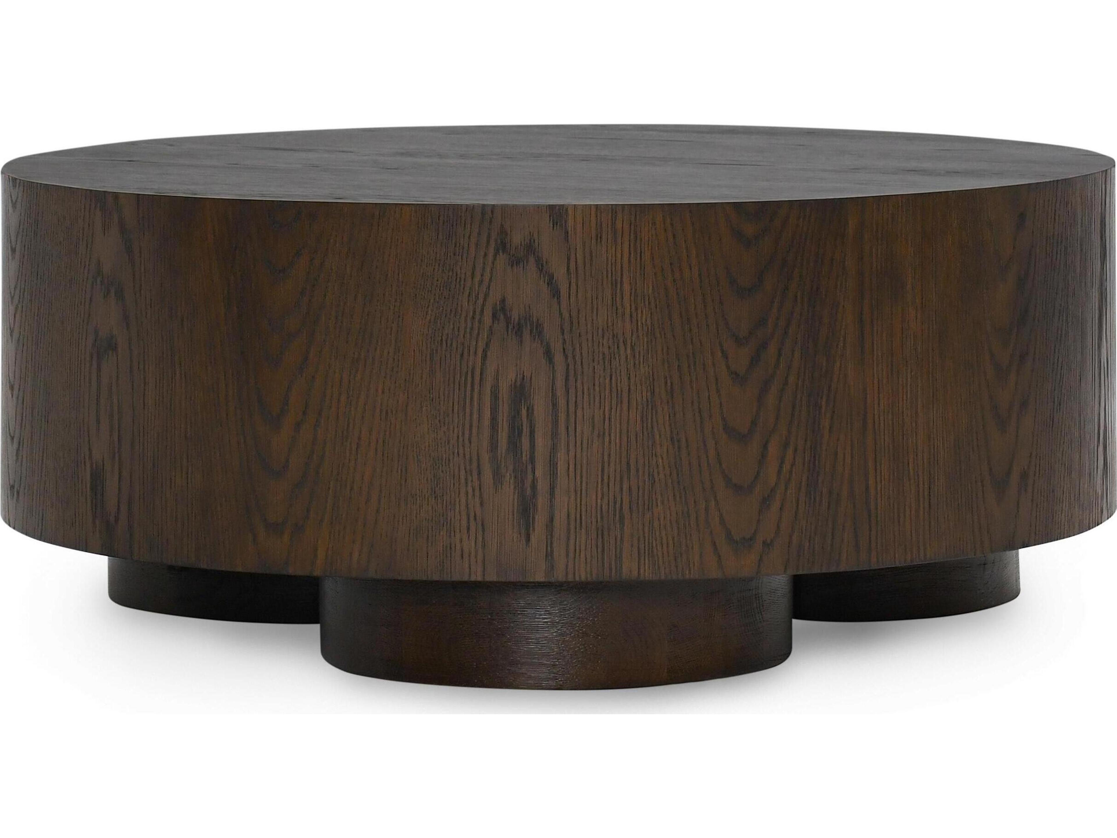 Classic Home Runa Round Wood Brown Coffee Table