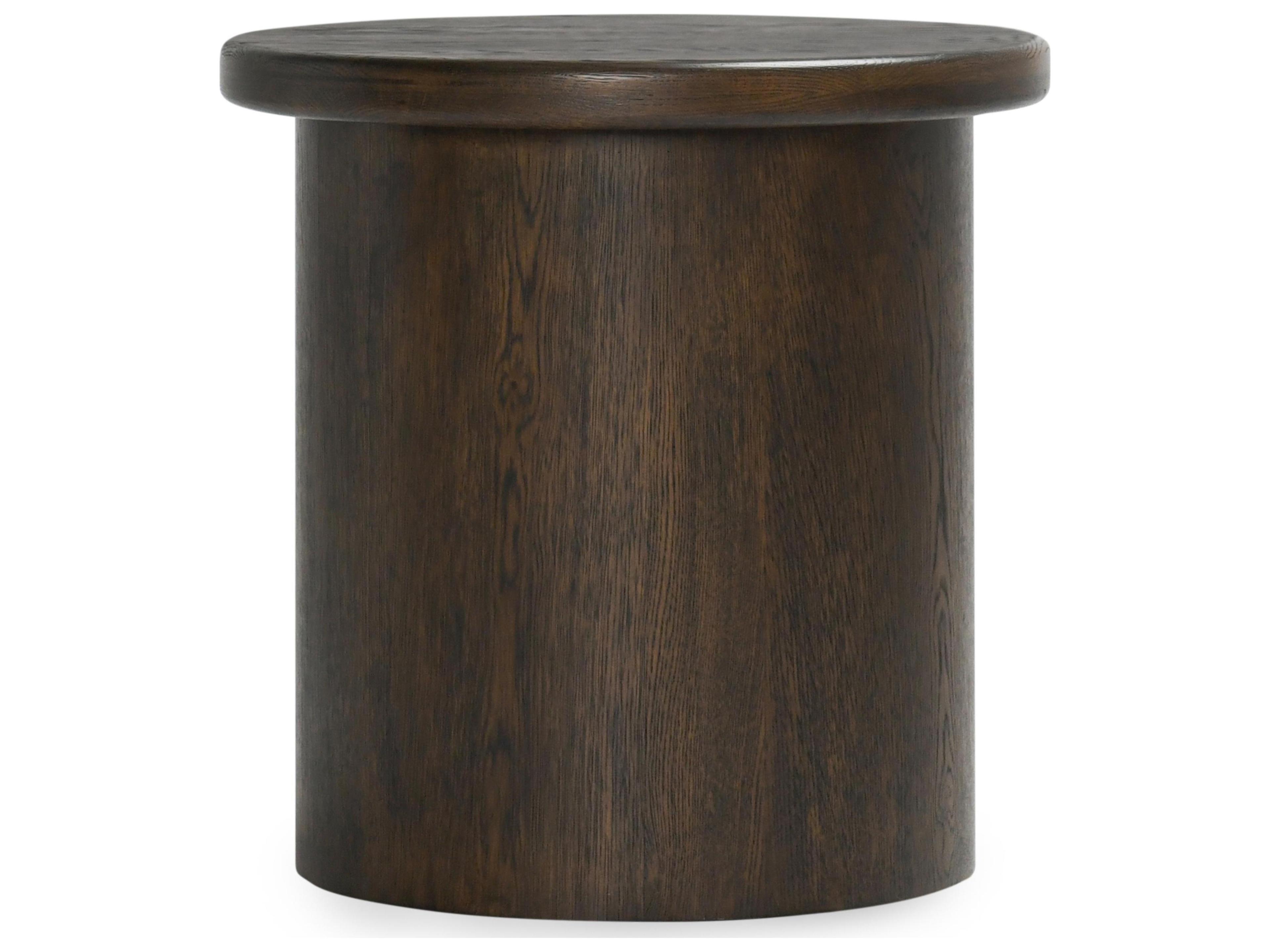 Classic Home Runa Round Wood Brown End Table