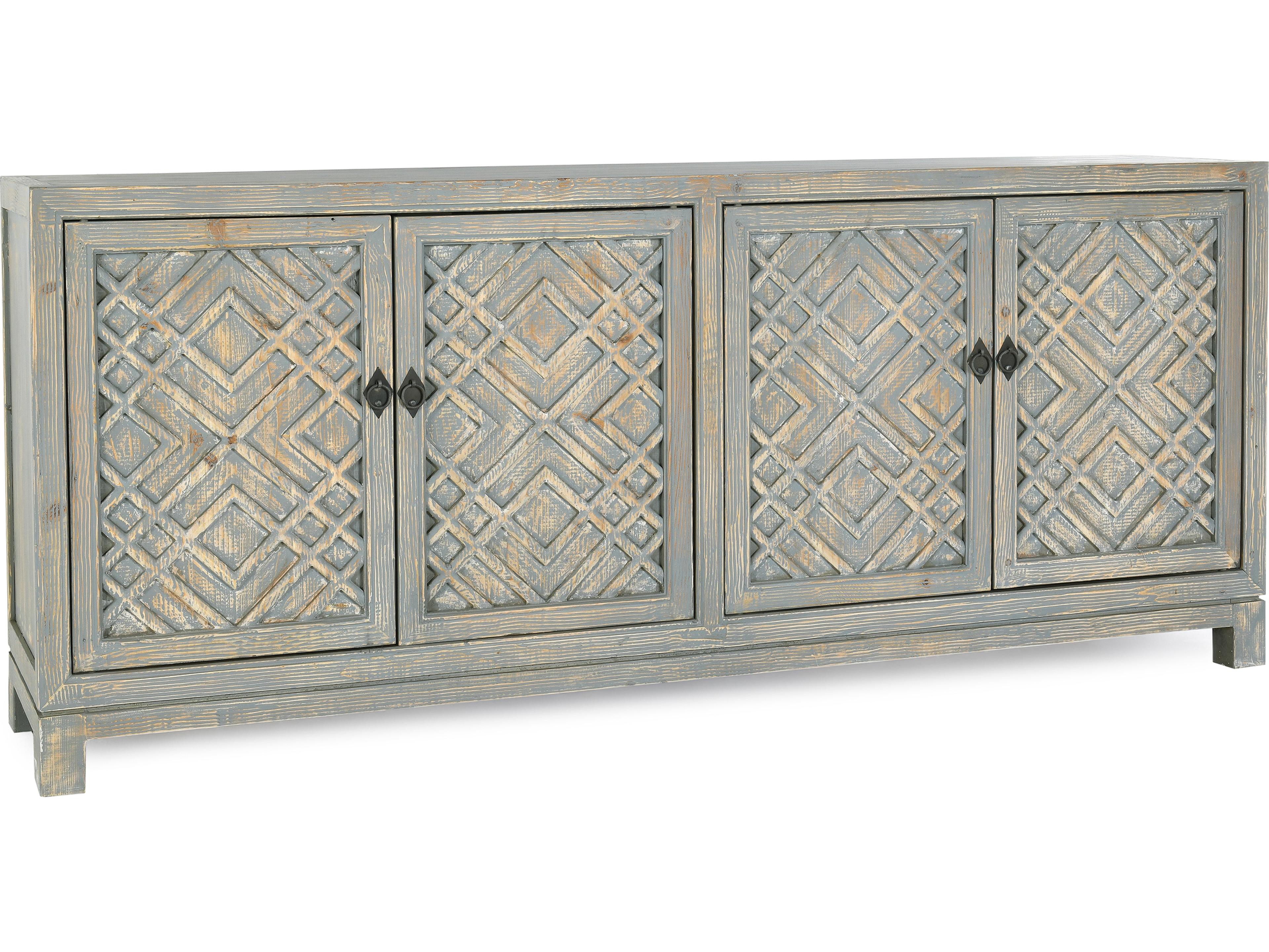 Classic Home Antigua 85" Pine Wood Antique Blue Sideboard