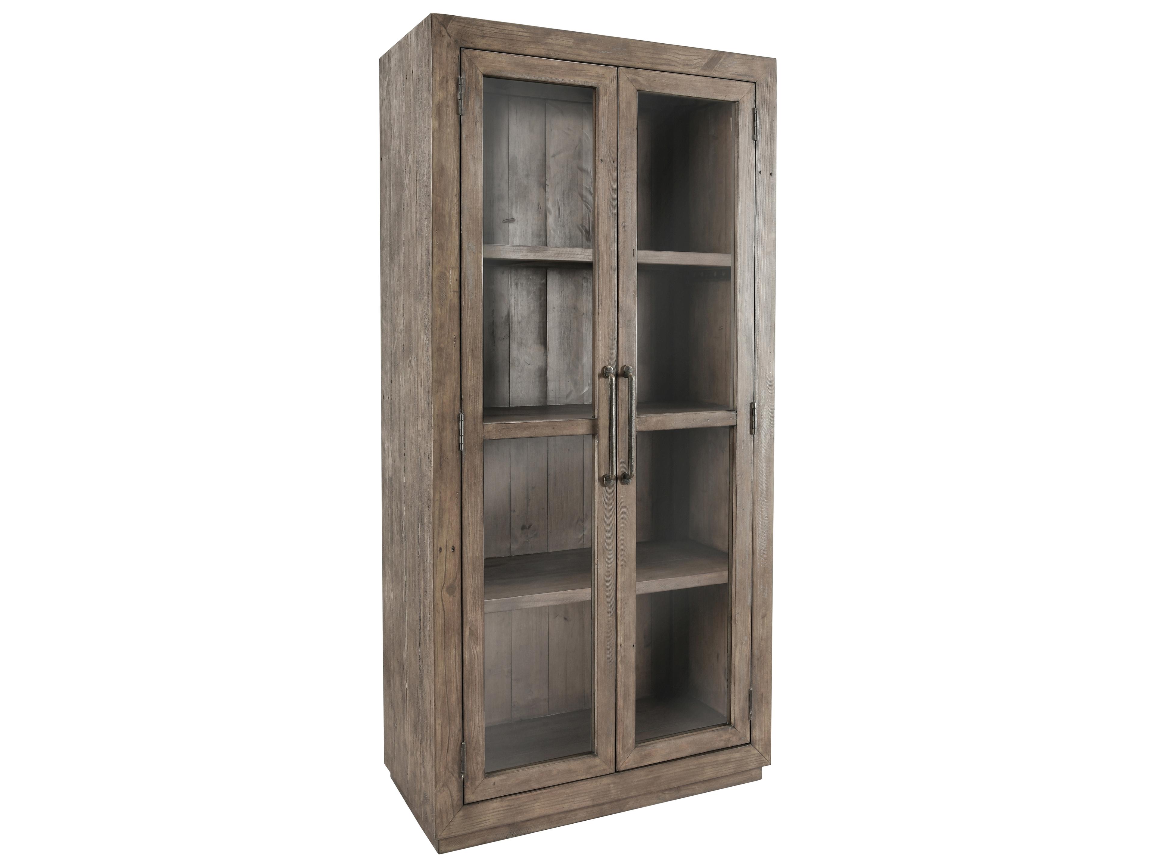Classic Home Caleb Pine Wood Distressed Brown Display Cabinet