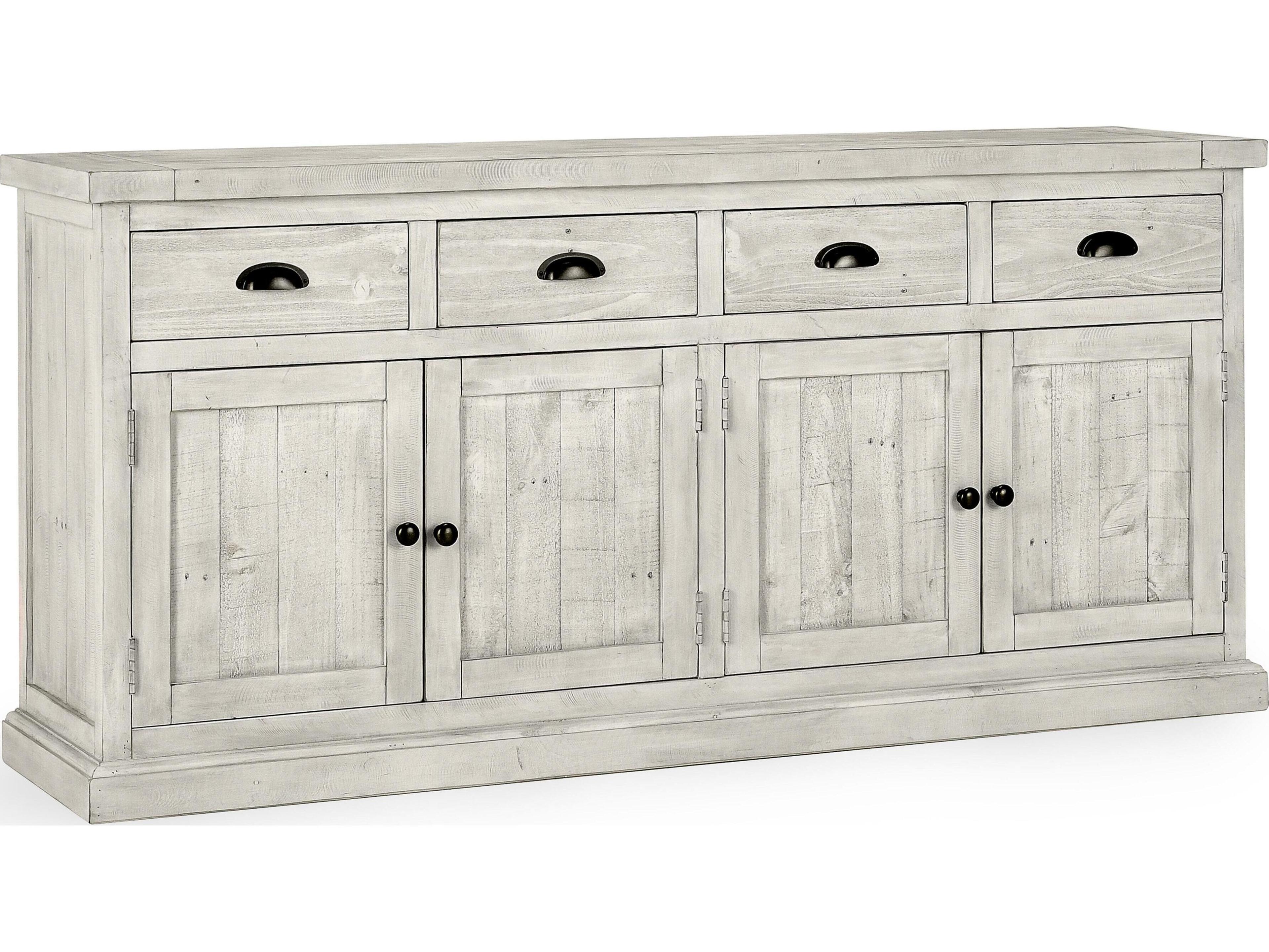 Classic Home Caleb 74" Pine Wood Distressed Ivory Sideboard