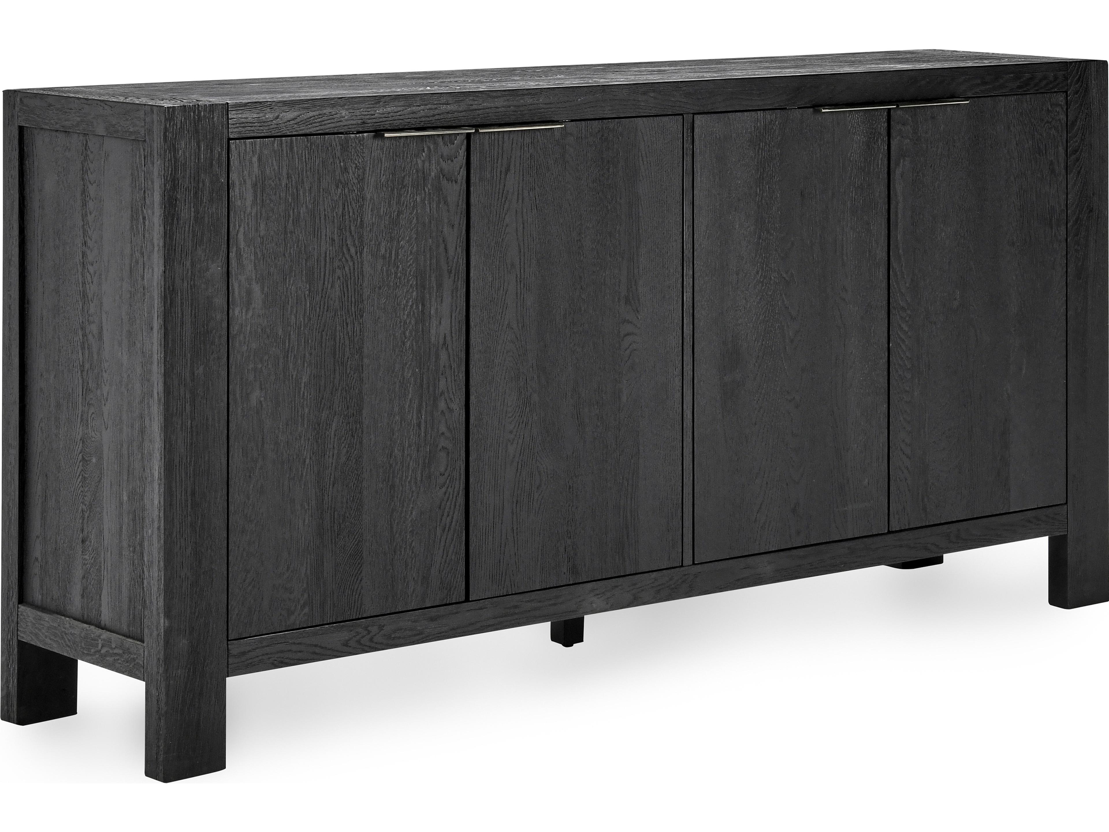 Classic Home Parsons 72" Oak Wood Matte Black Sideboard