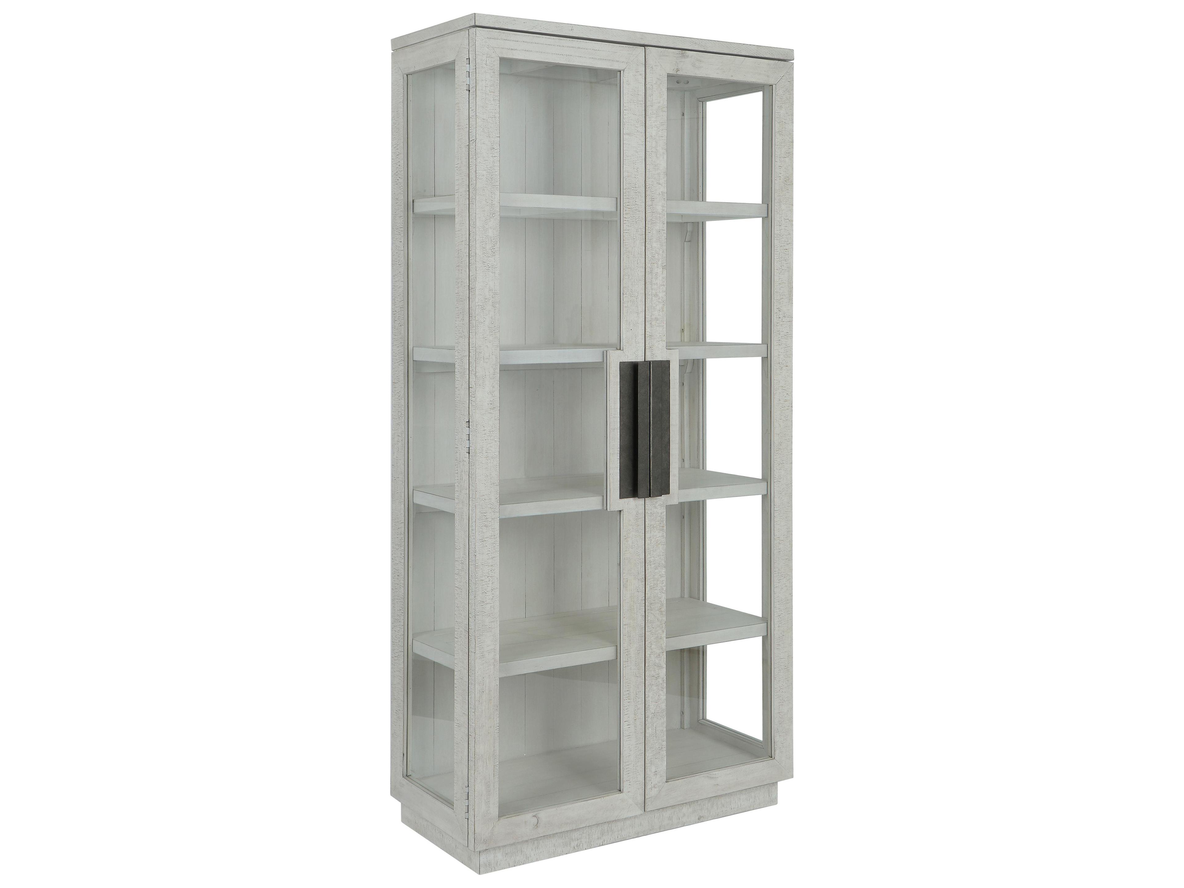 Classic Home Larson Pine Wood White Wash Display Cabinet