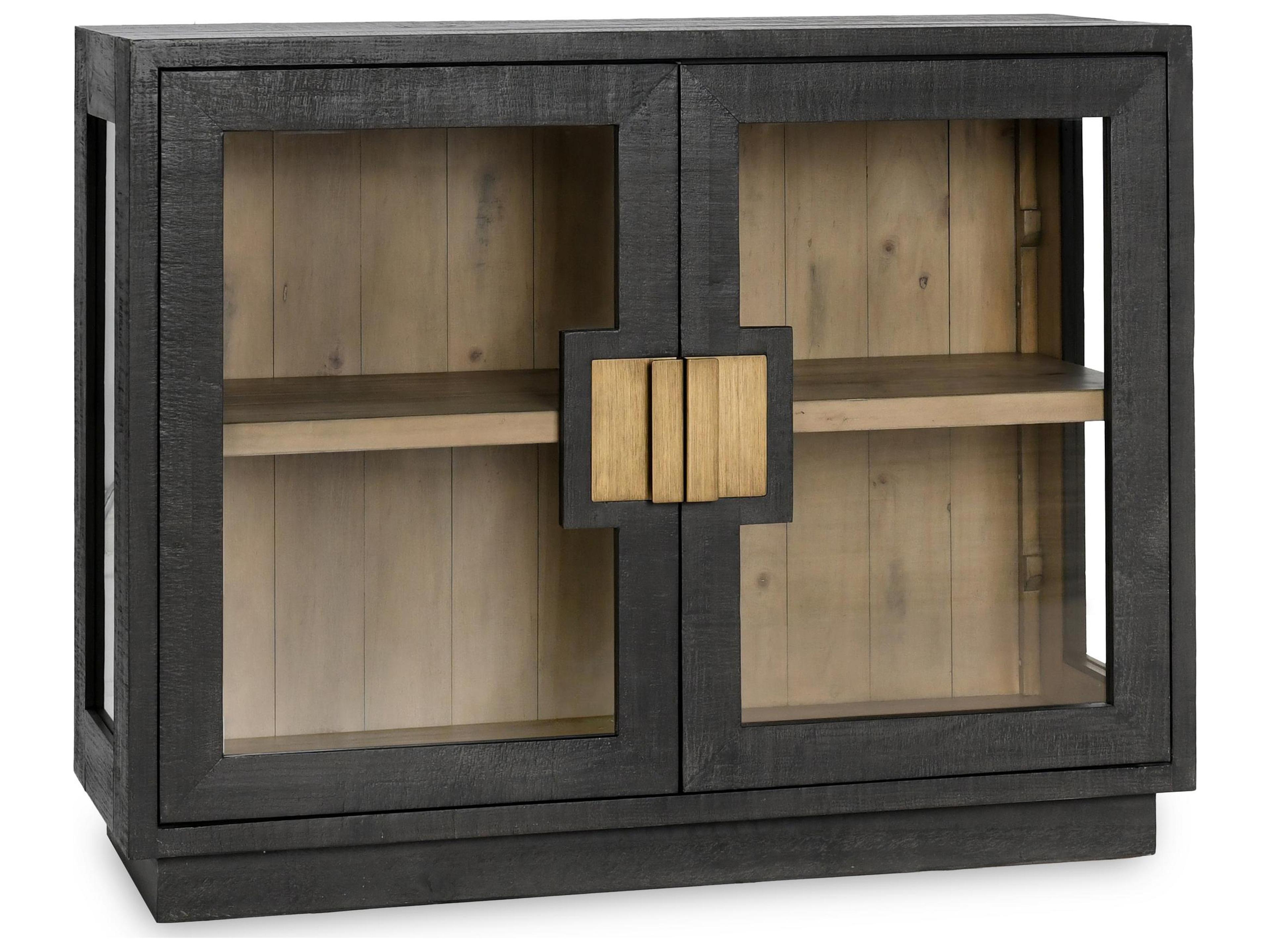 Classic Home Larson Oak Wood Black Display Cabinet