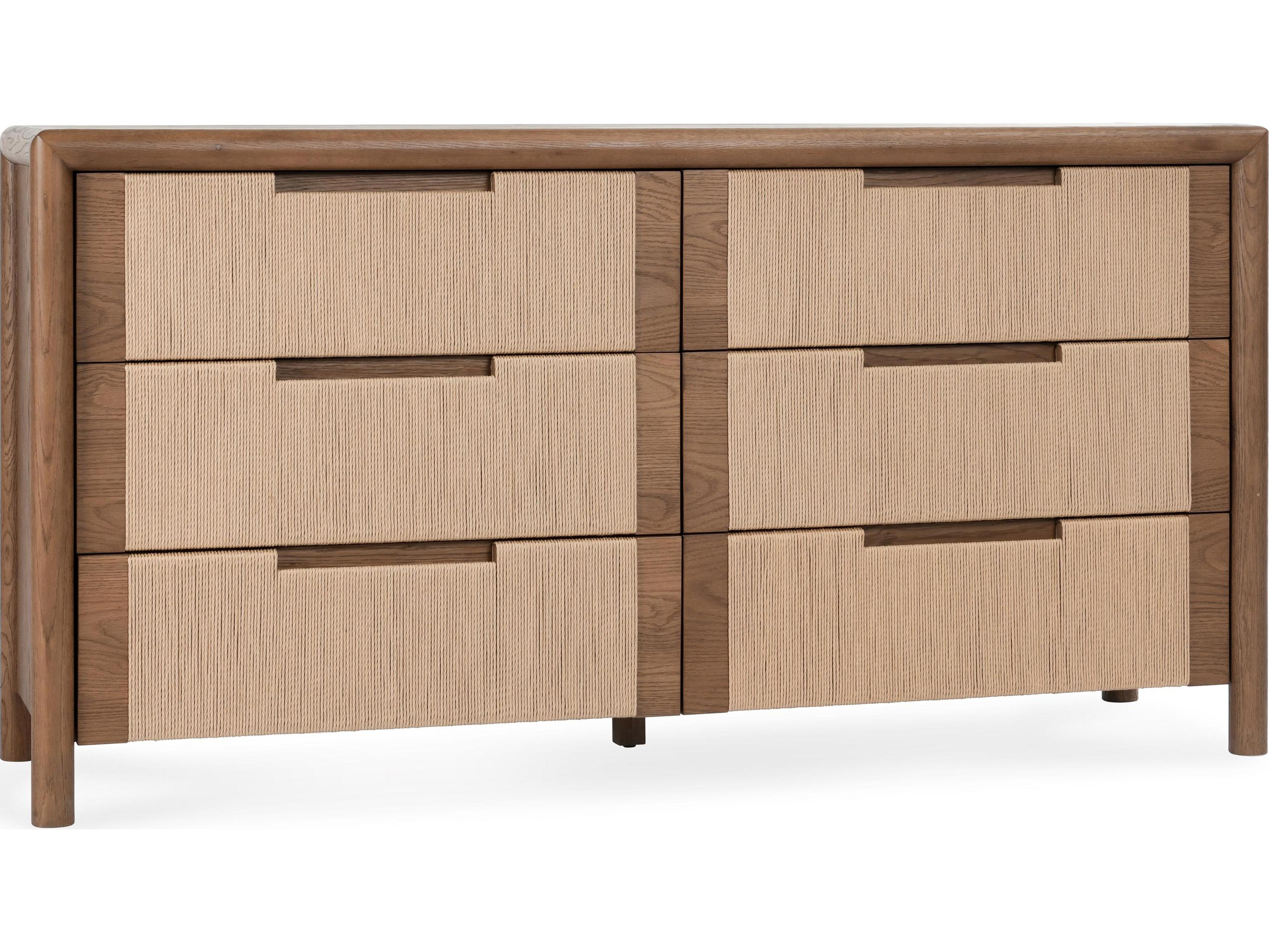 Classic Home Corda 6-Drawers Natural Oak Wood Double Dresser