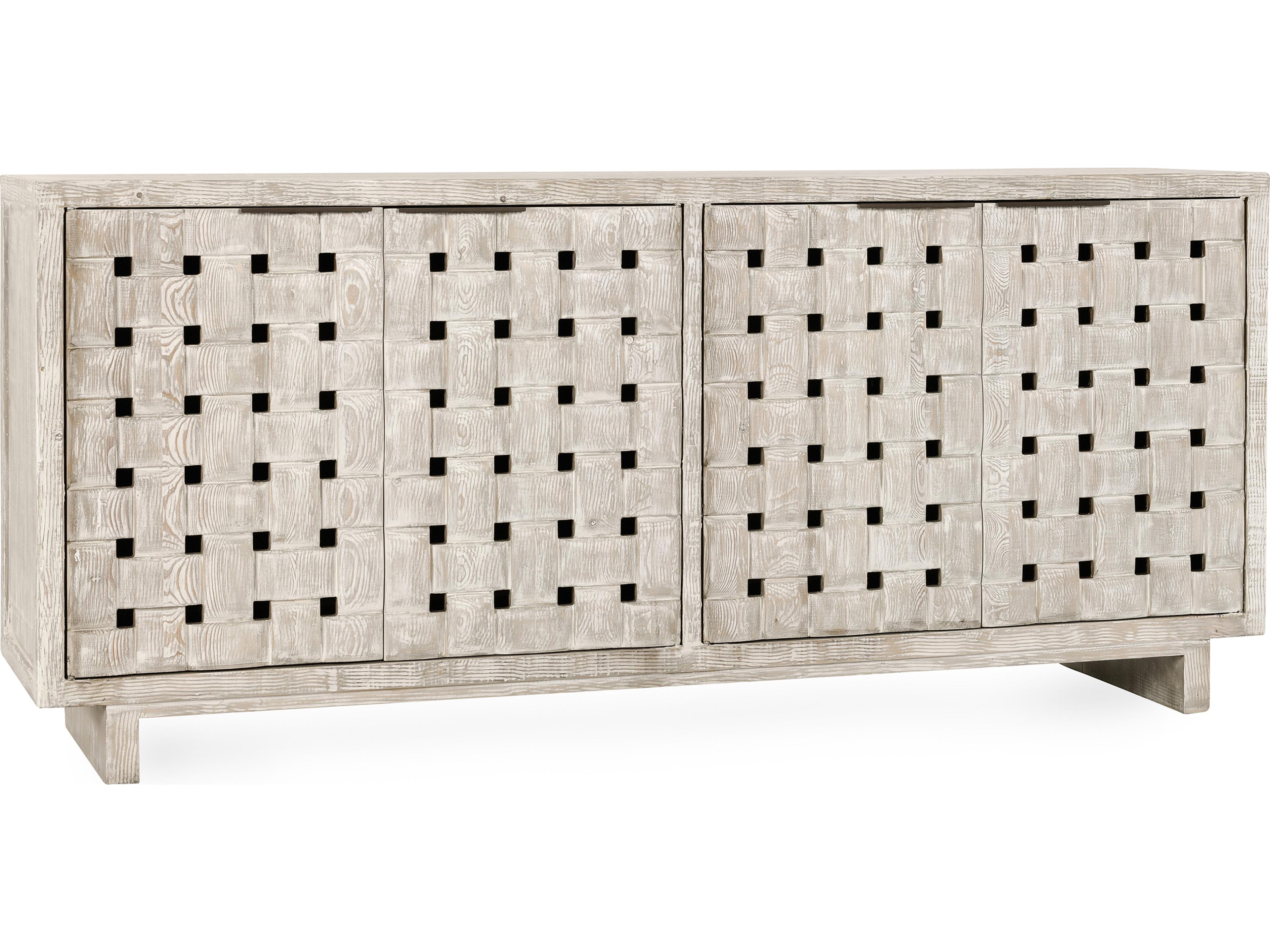 Classic Home Bast 81" Pine Wood Cream Sideboard