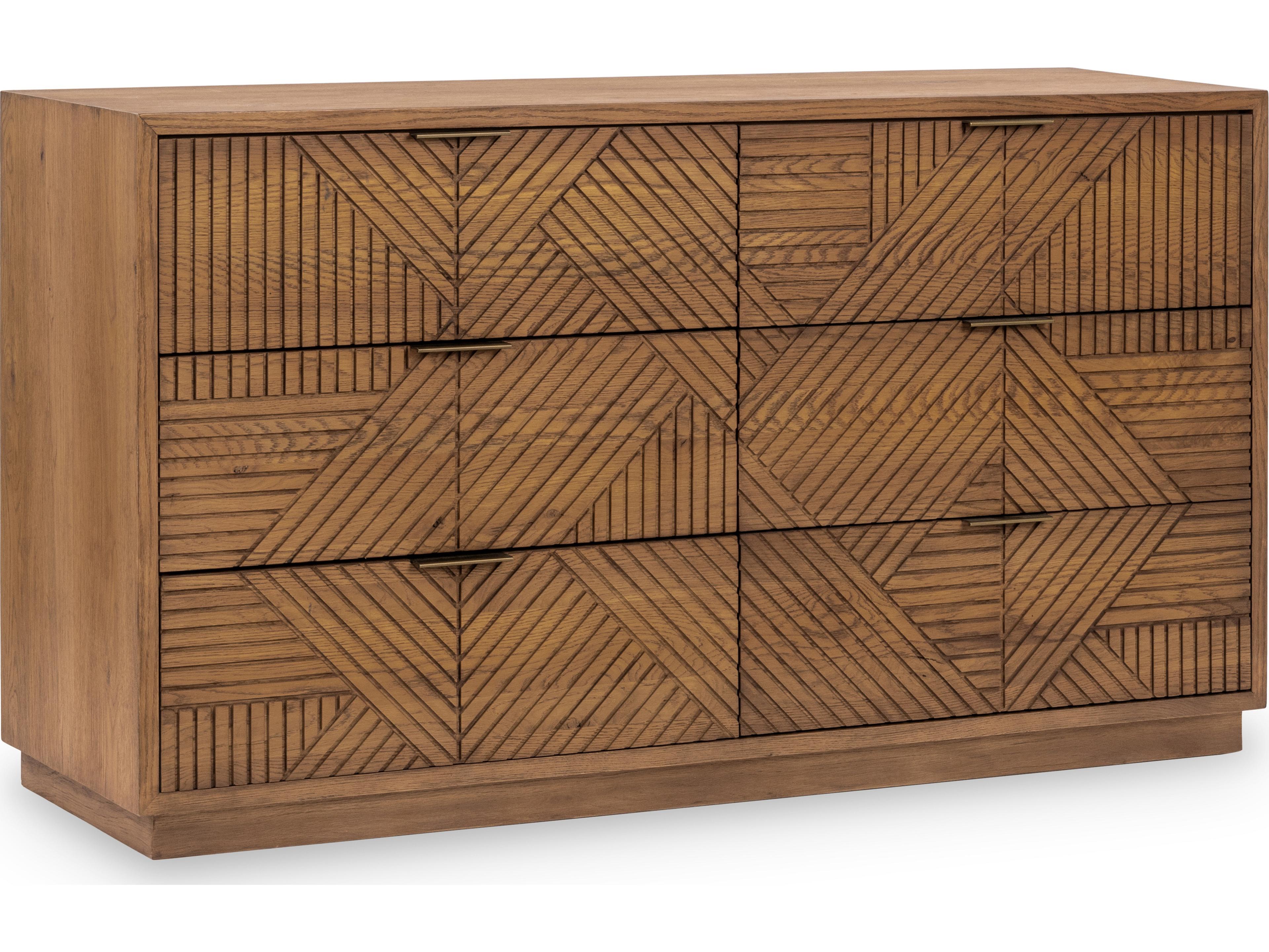 Classic Home Santa Clara 6-Drawers Brown Oak Wood Double Dresser