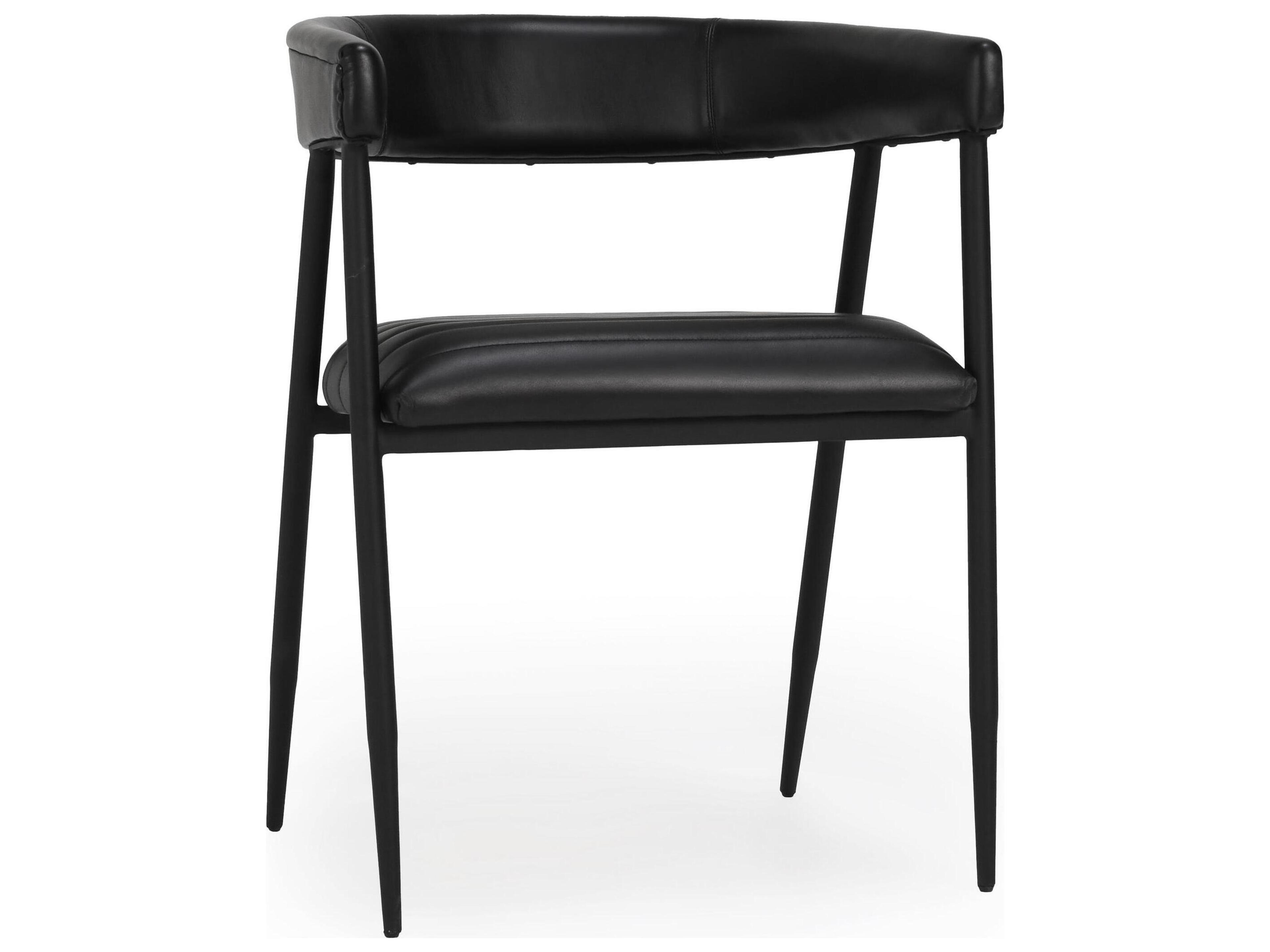 Classic Home Preston Black Leather Arm Dining Chair