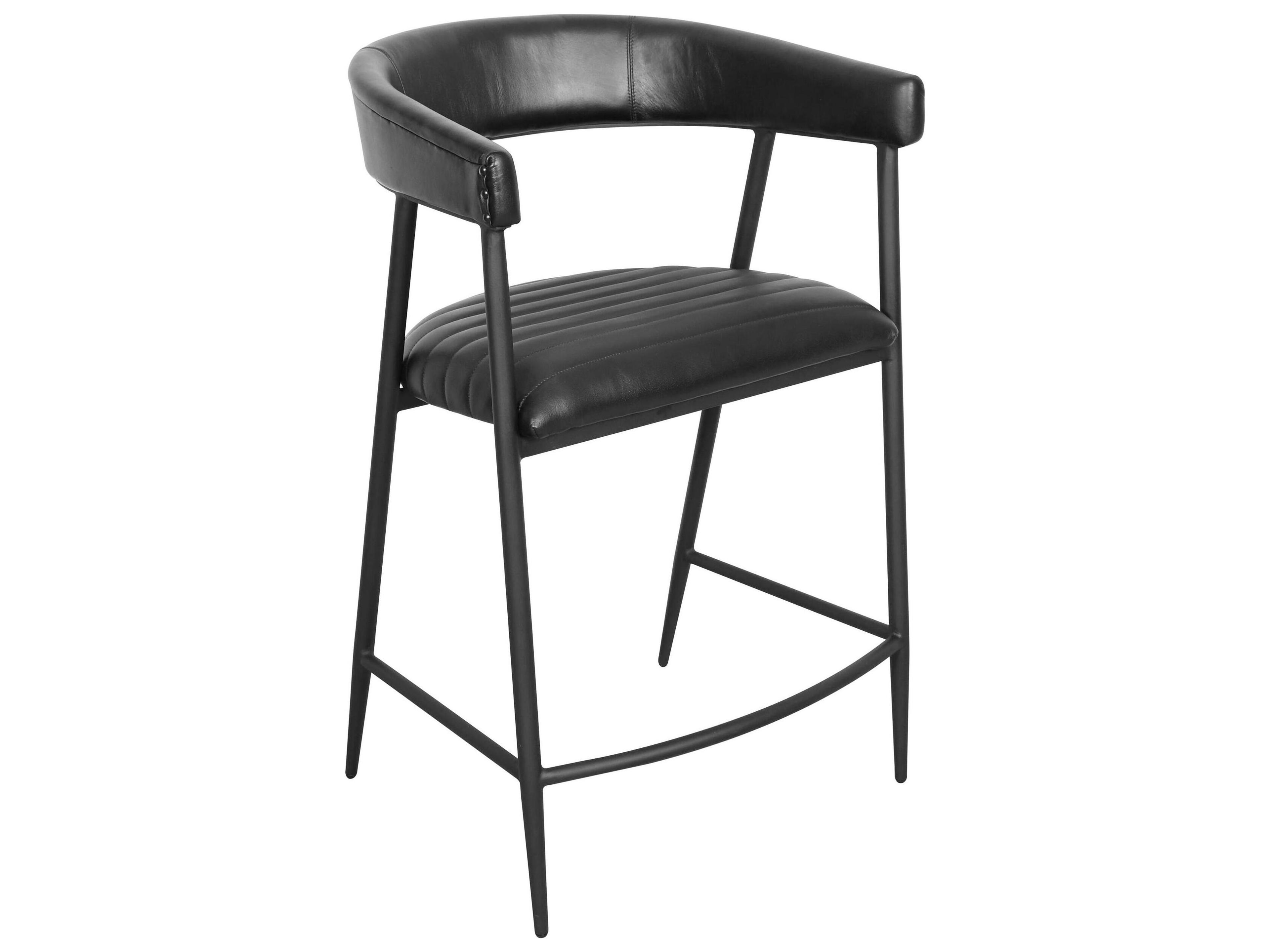 Classic Home Preston Jet Black Leather Counter Stool