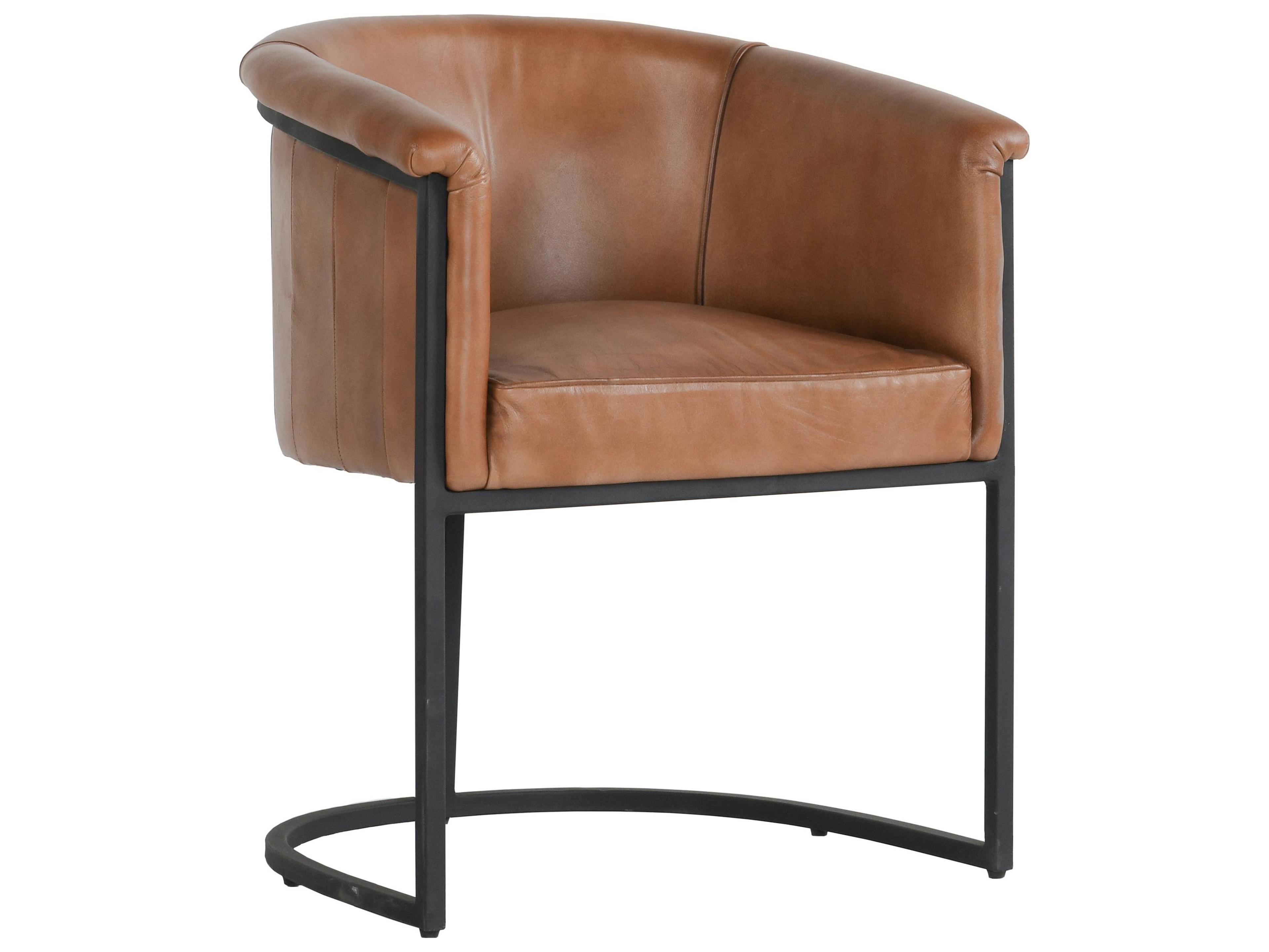 Classic Home Hester Black Leather Arm Dining Chair