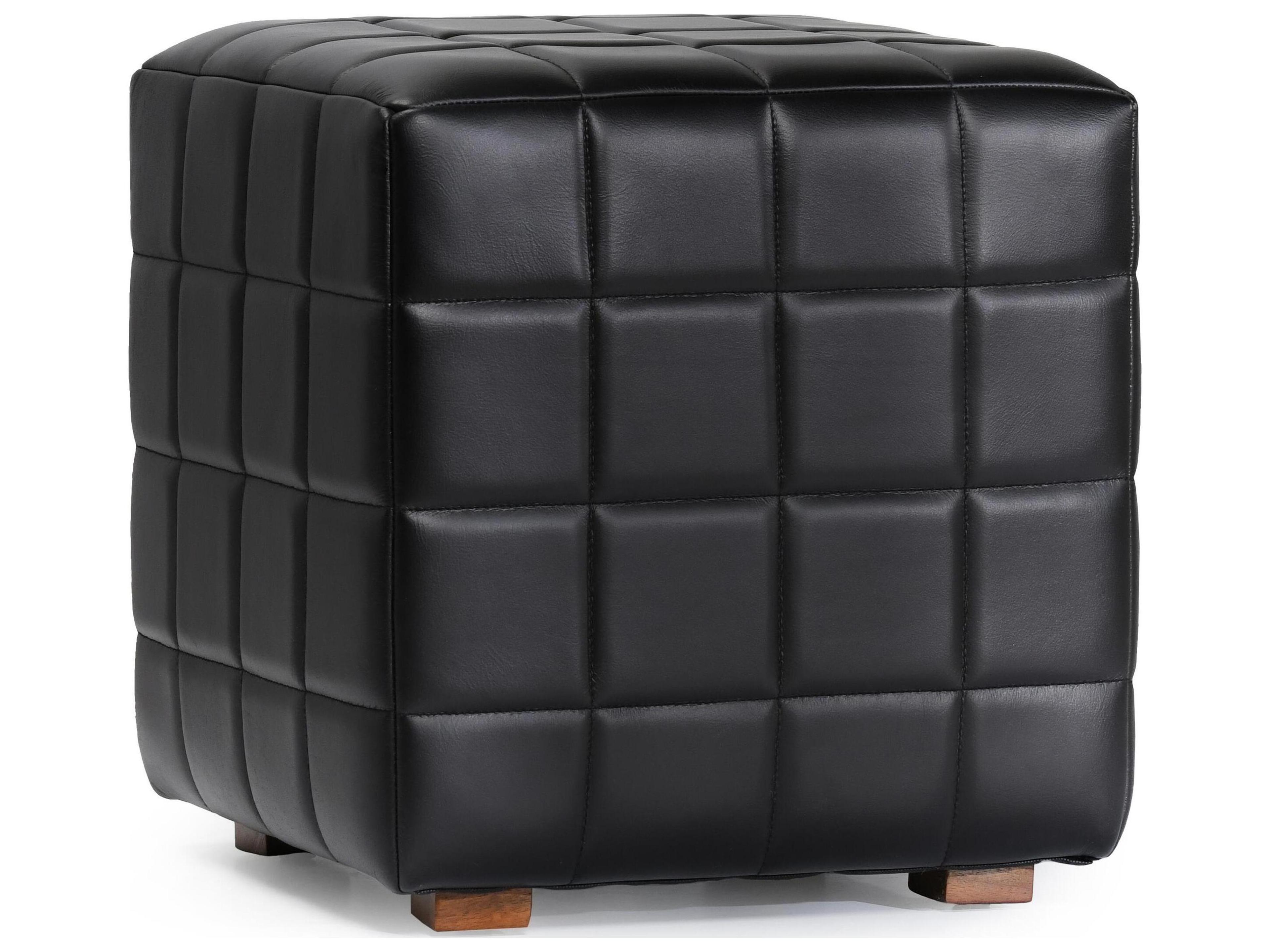 Classic Home Carlo Black Leather Ottoman