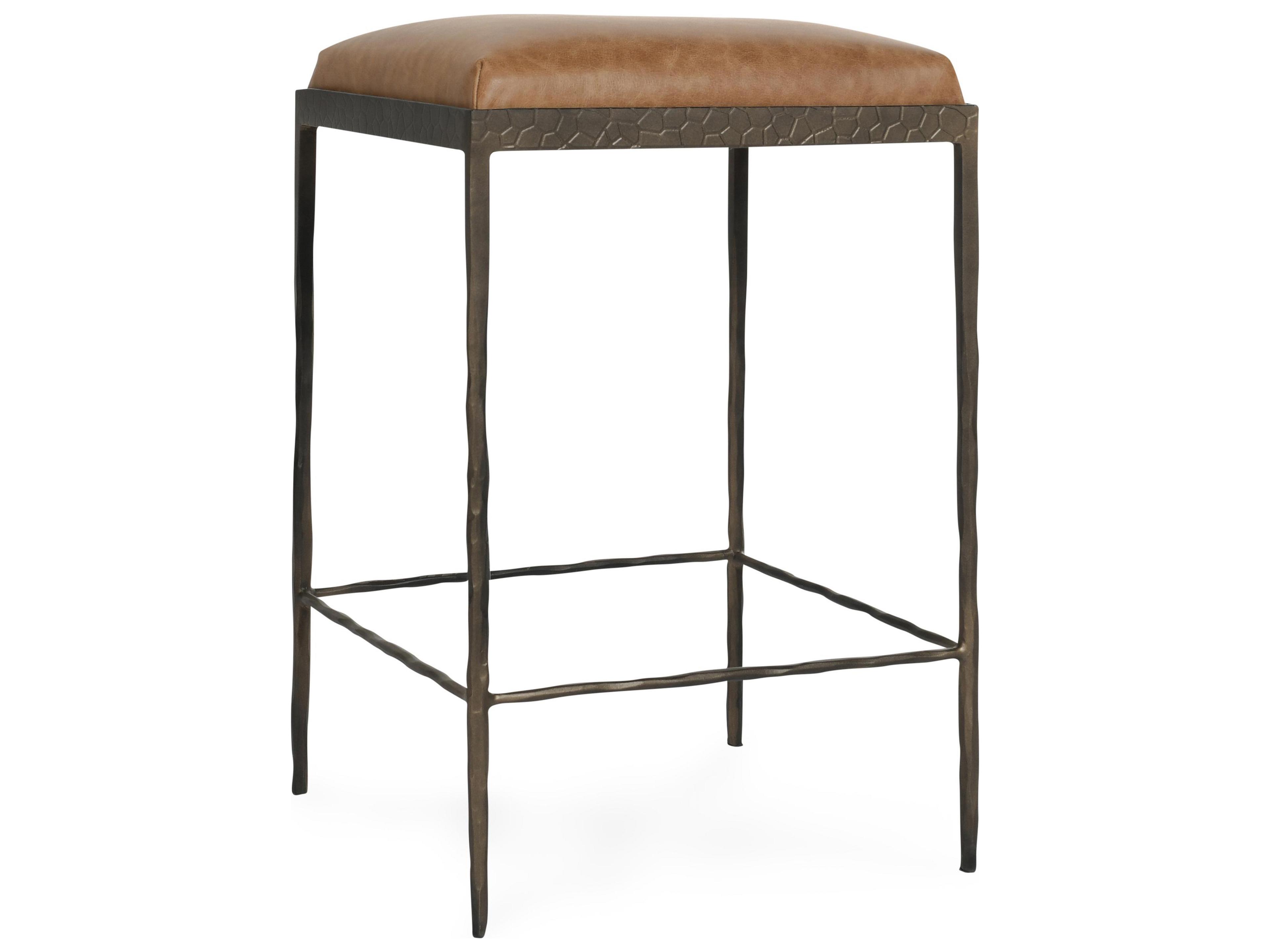 Classic Home Bose Chestnut Brown Leather Counter Stool