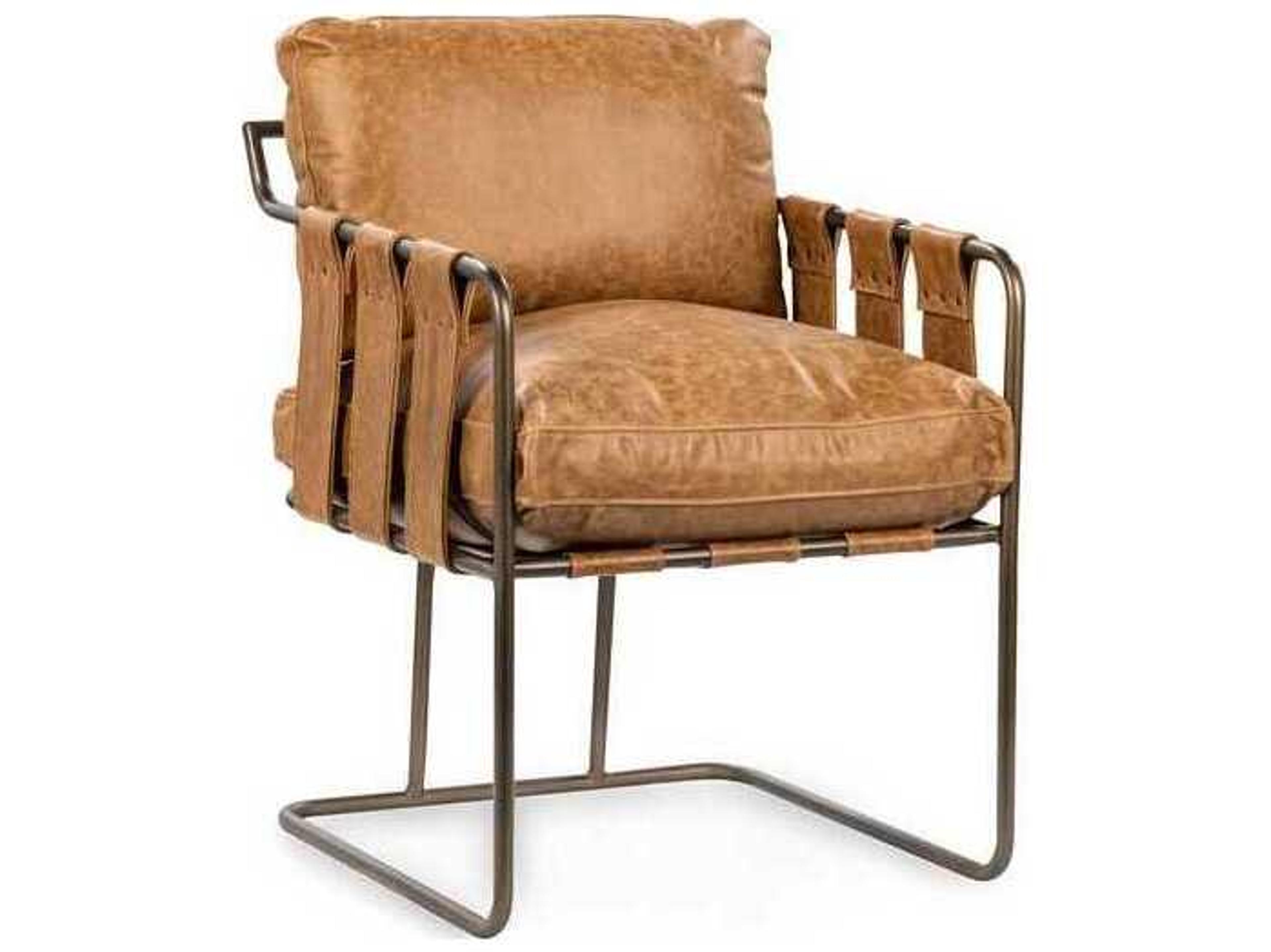 Classic Home Strapling Brown Leather Arm Dining Chair