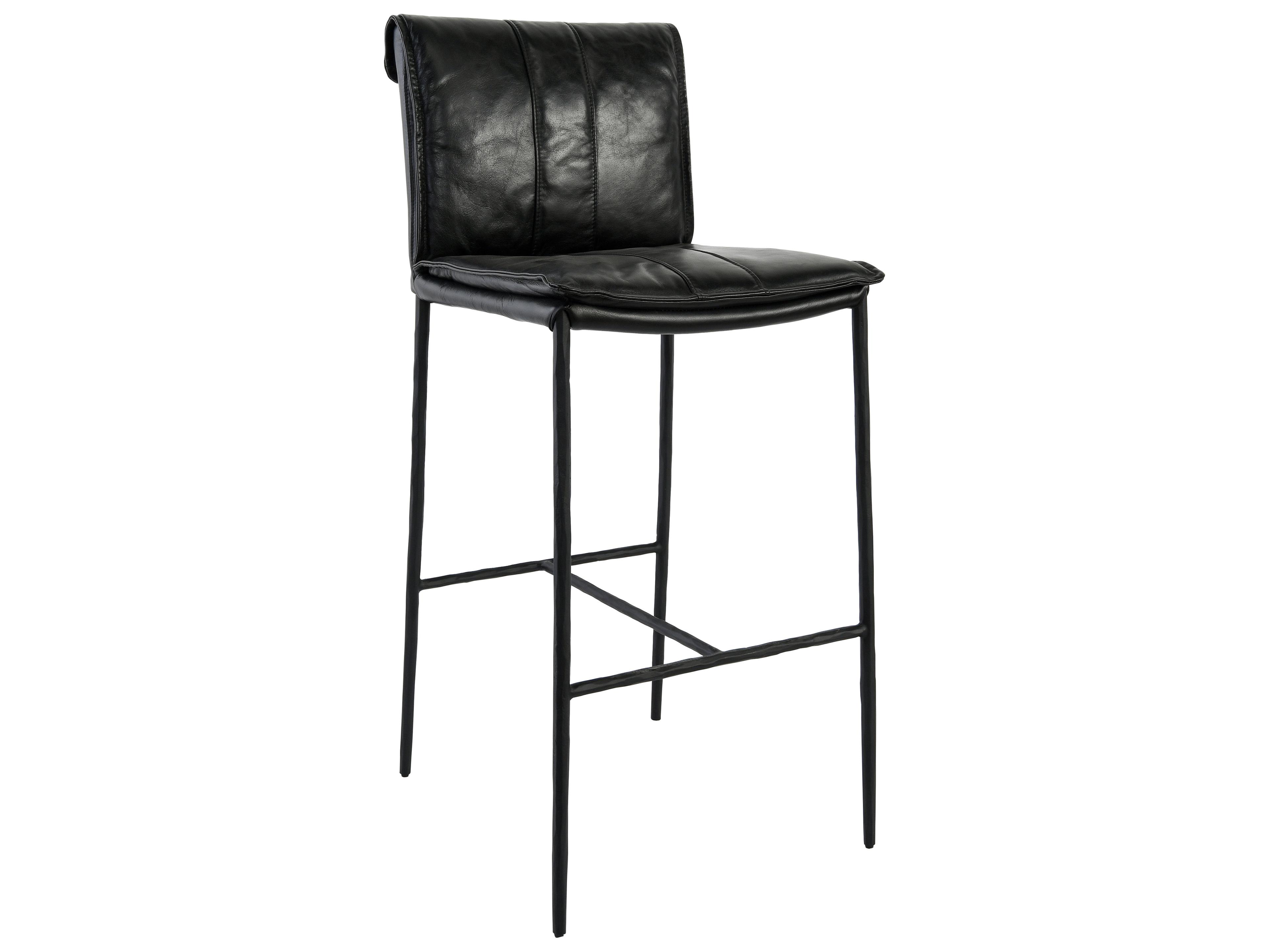 Classic Home Mayer Black Leather Bar Stool