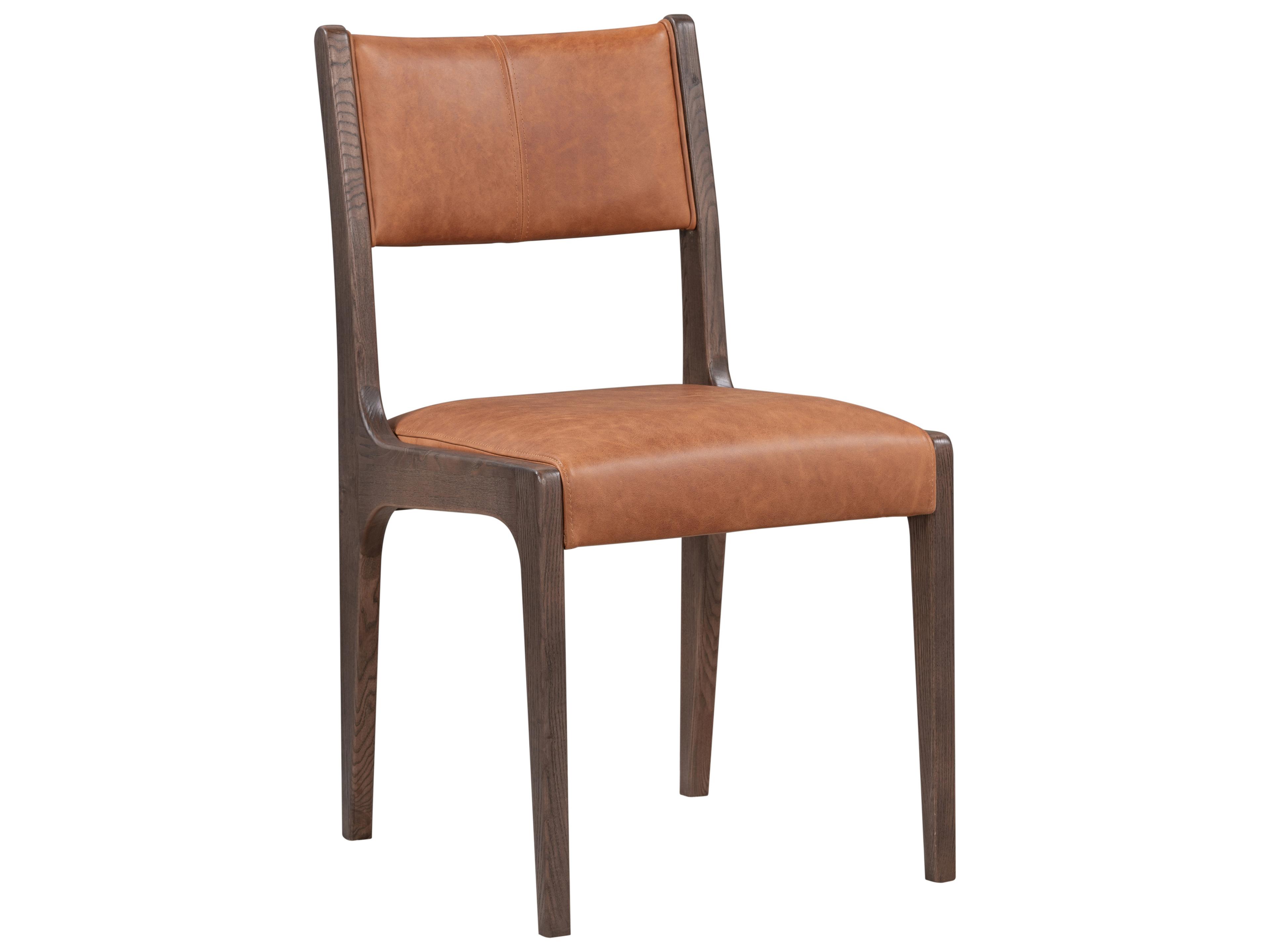 Classic Home Wayne Ash Wood Brown Leather Armless Dining Chair