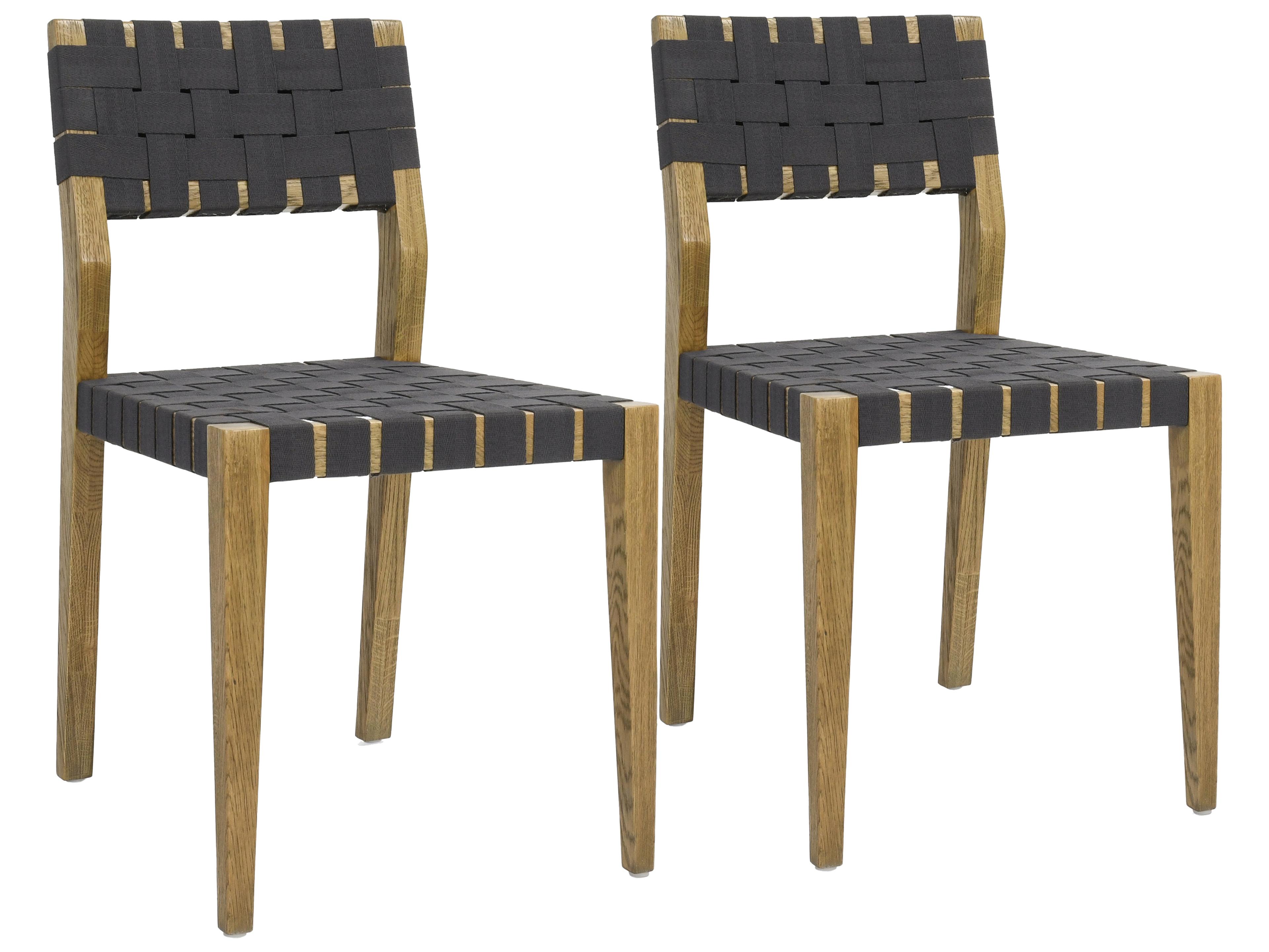 Classic Home Orlando Oak Wood Brown Upholstered Armless Dining Chair Set of 2