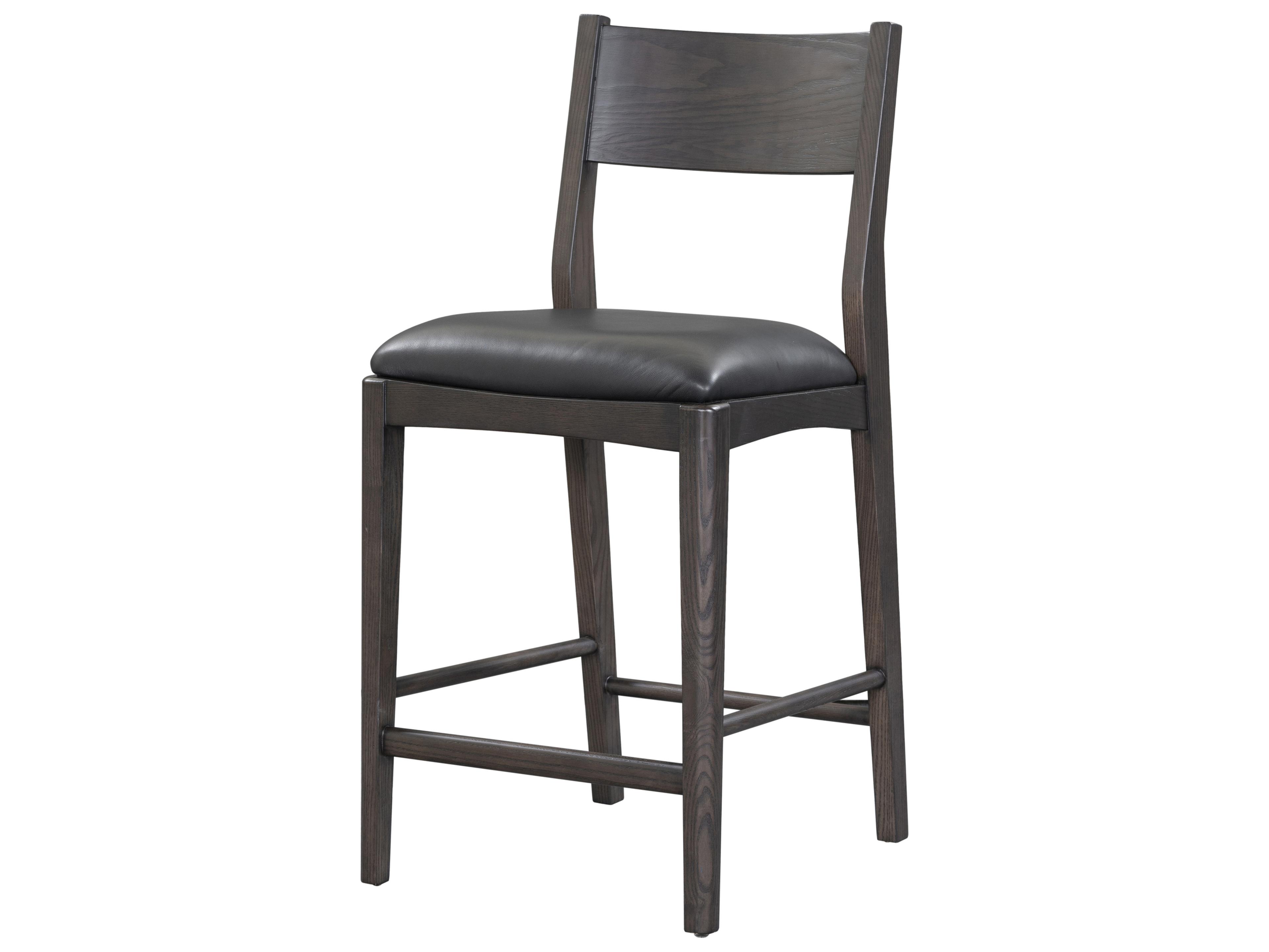 Classic Home Rooney Black Leather Ash Wood Counter Stool