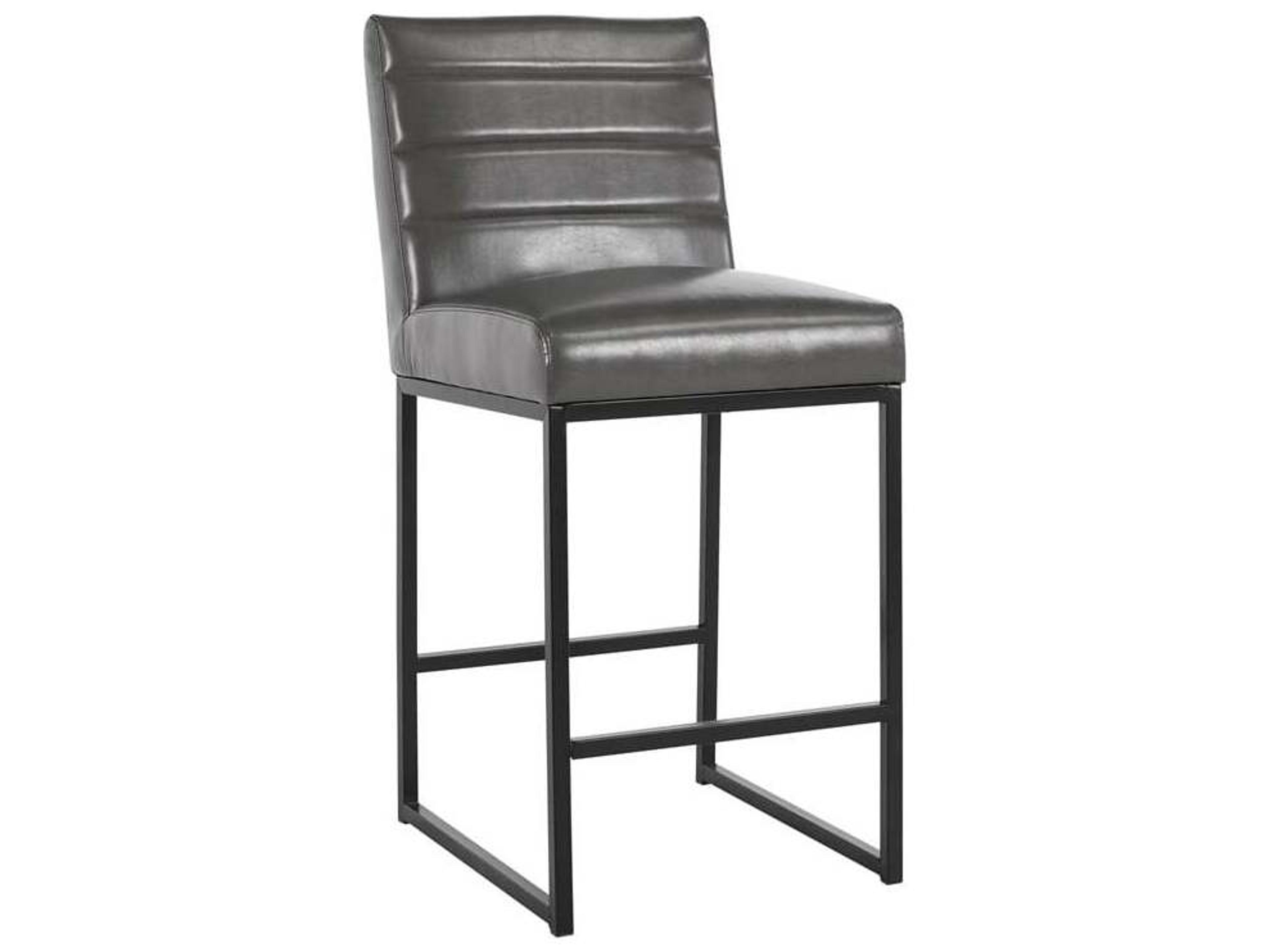 Classic Home Seville Dark Gray Leather Bar Stool