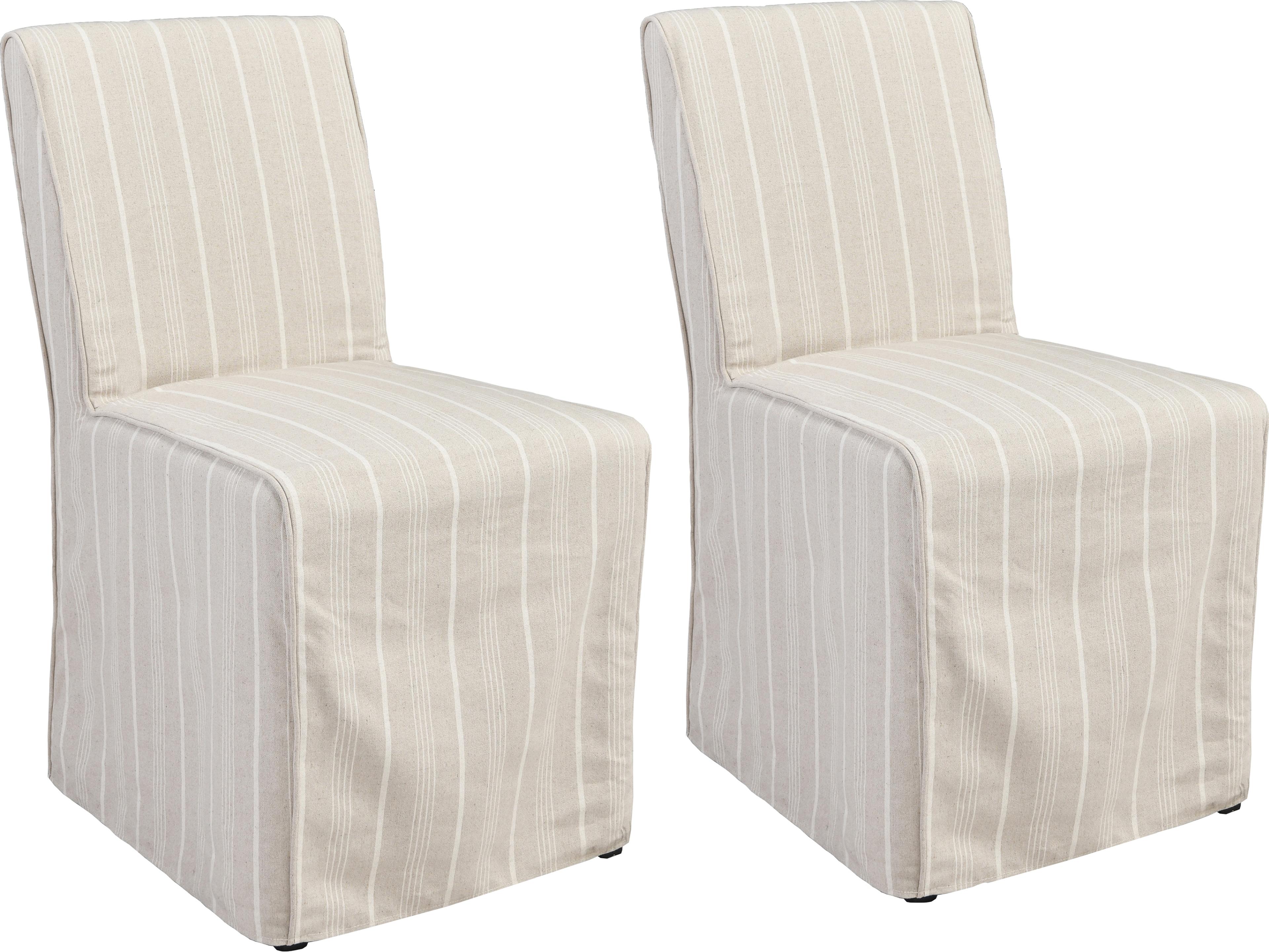 Classic Home Amaya Birch Wood Beige Upholstered Armless Dining Chair Set of 2