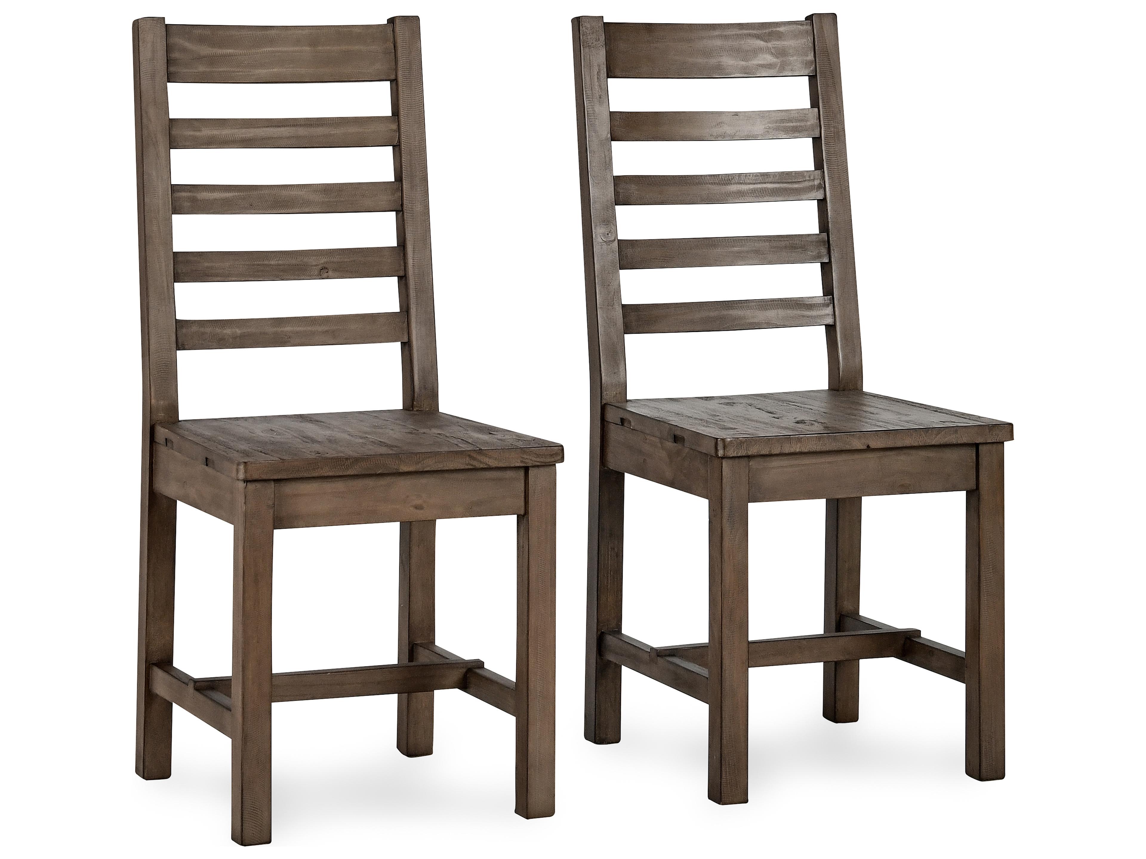 Classic Home Caleb Pine Wood Brown Armless Dining Chair Set of 2