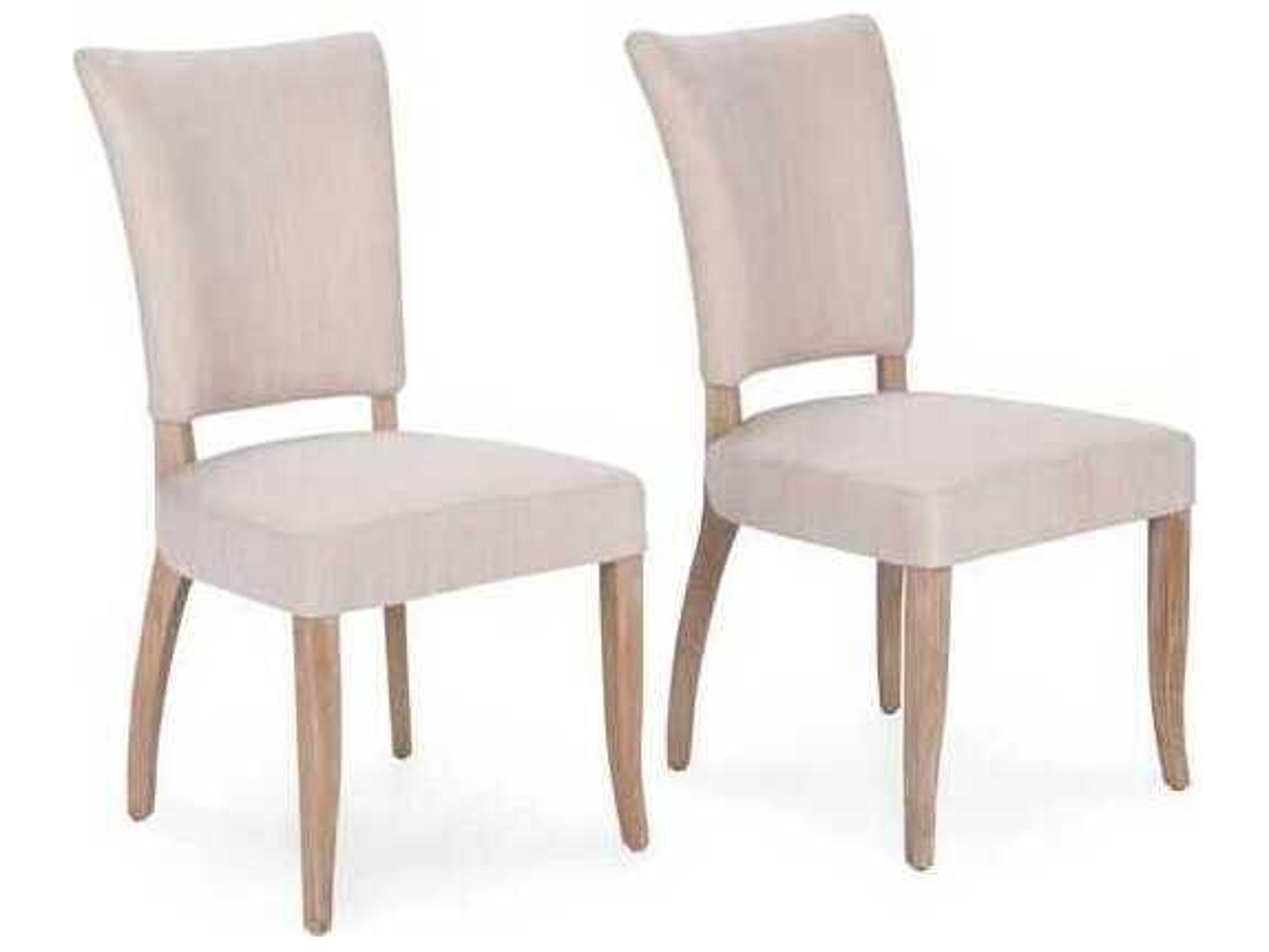 Classic Home Ronan Ash Wood Beige Upholstered Armless Dining Chair Set of 2