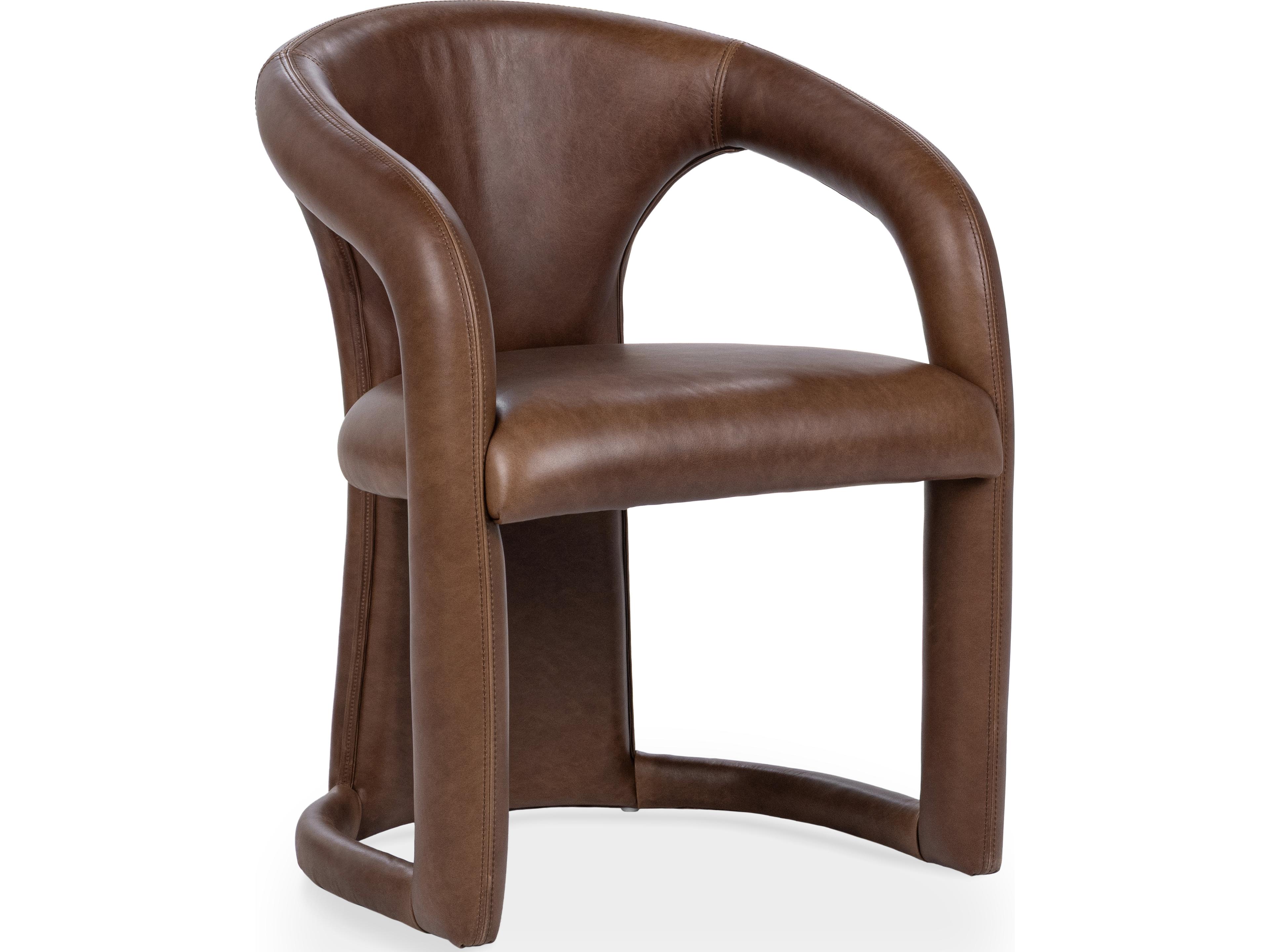 Classic Home Archie Brown Leather Arm Dining Chair