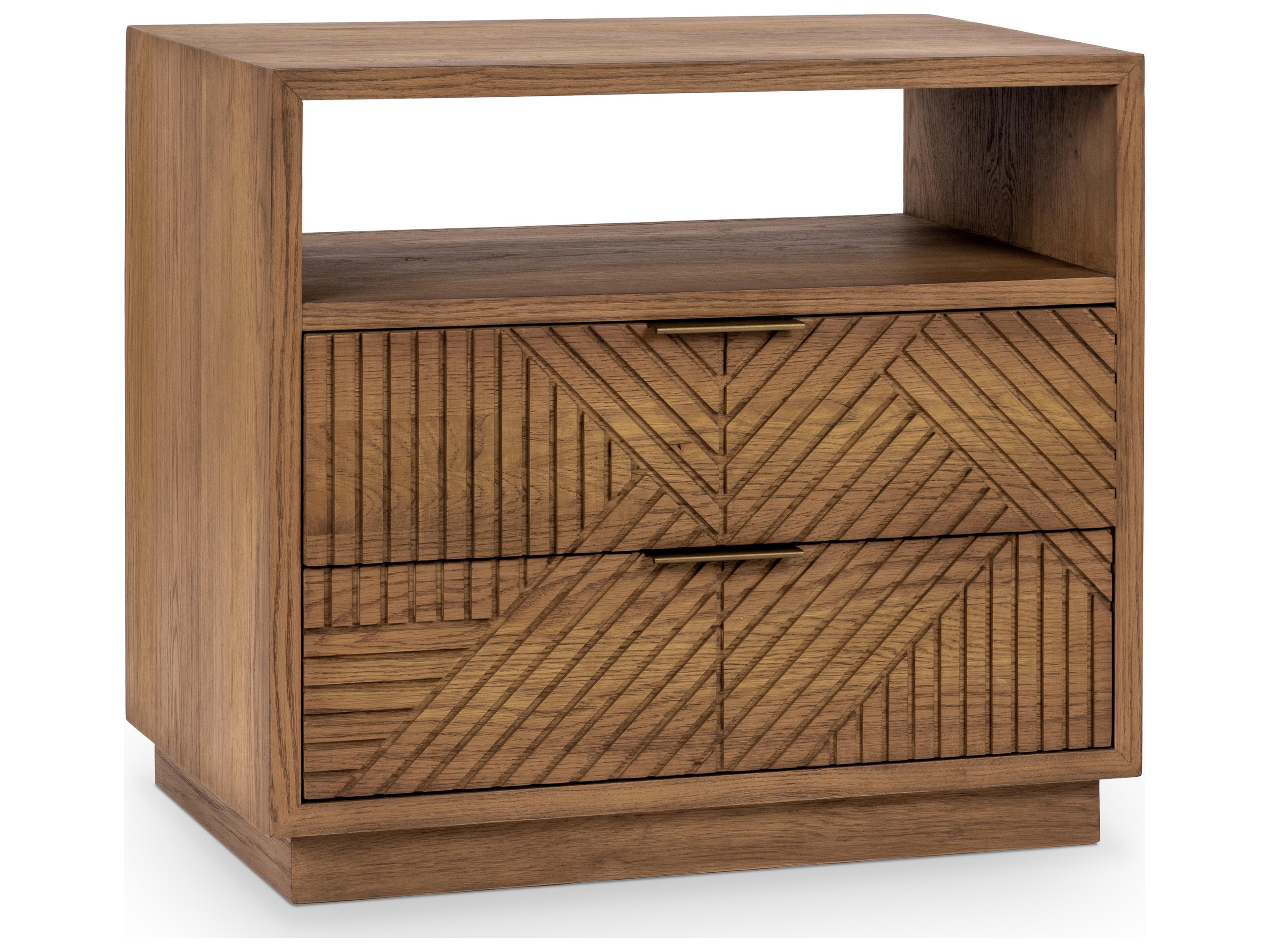 Classic Home Santa Clara 2-Drawers Brown Oak Wood Nightstand