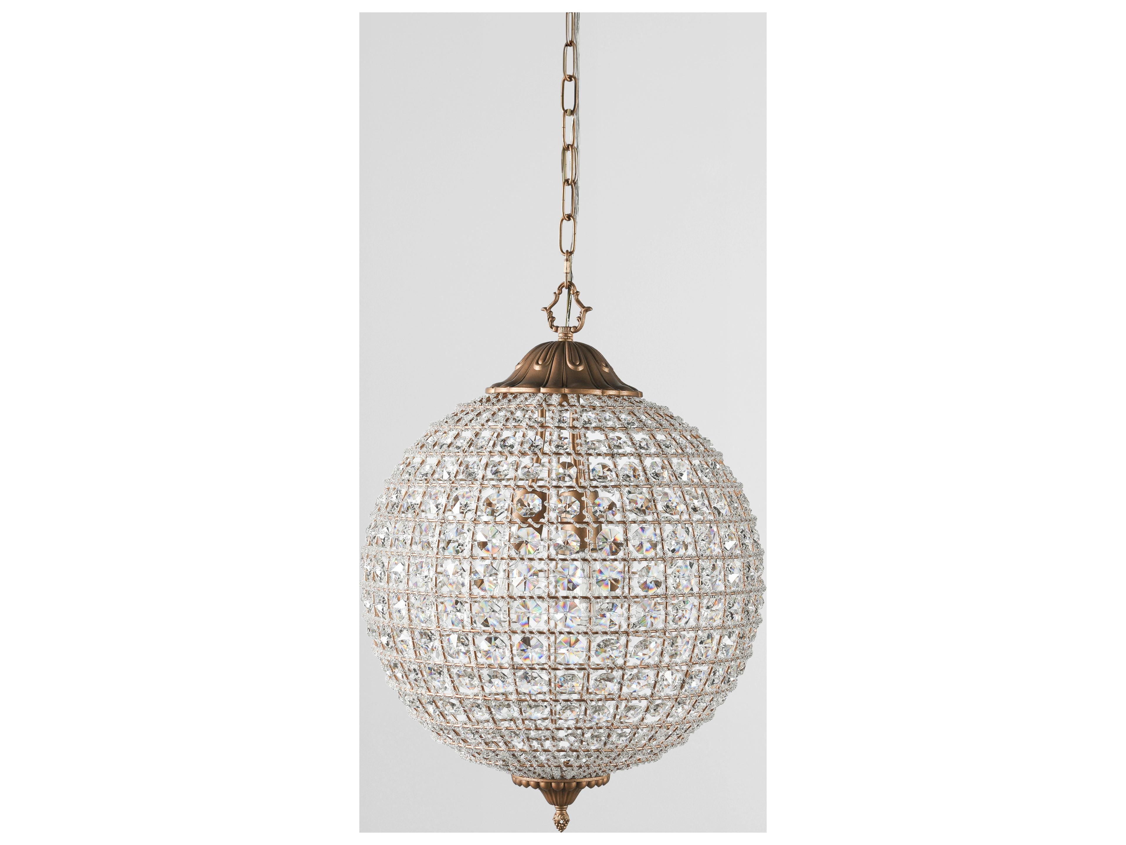 Classic Home Allesandria 3-Light Gold Clear Crystal Globe Chandelier