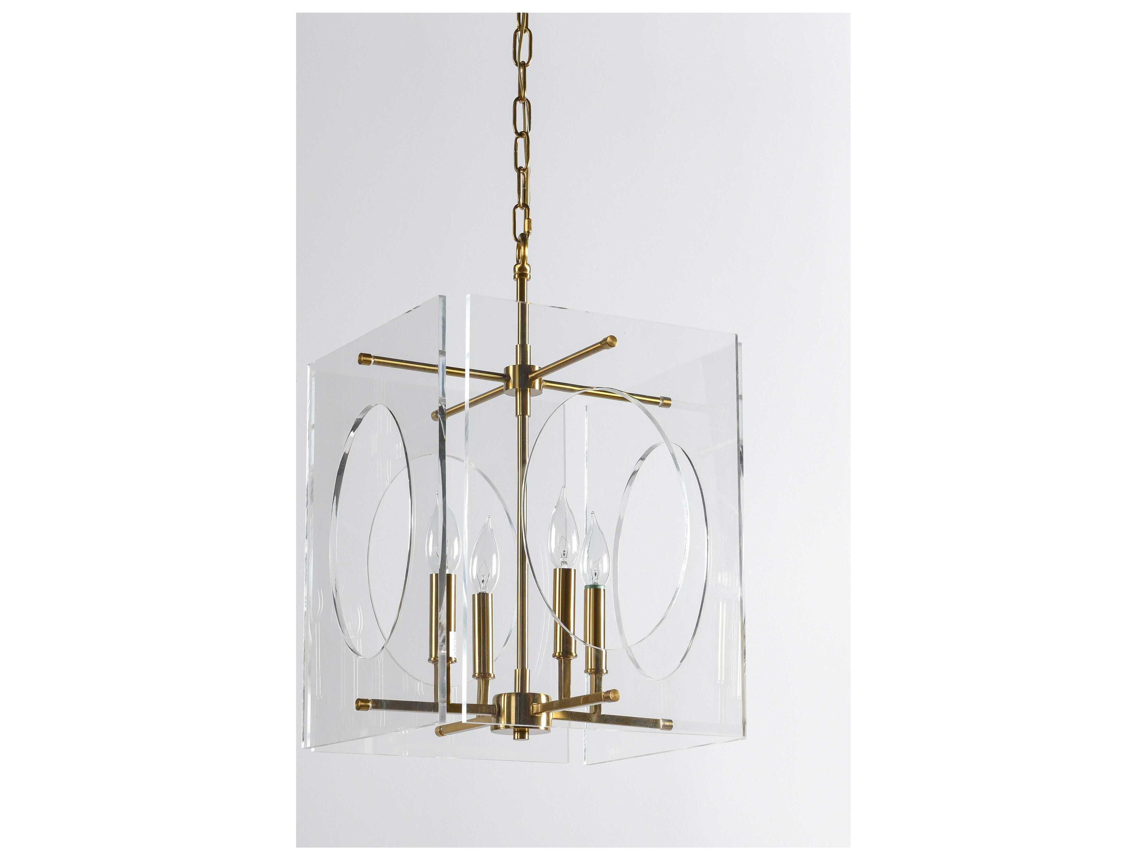 Classic Home Tessa 4-Light Clear Brass Geometric Chandelier