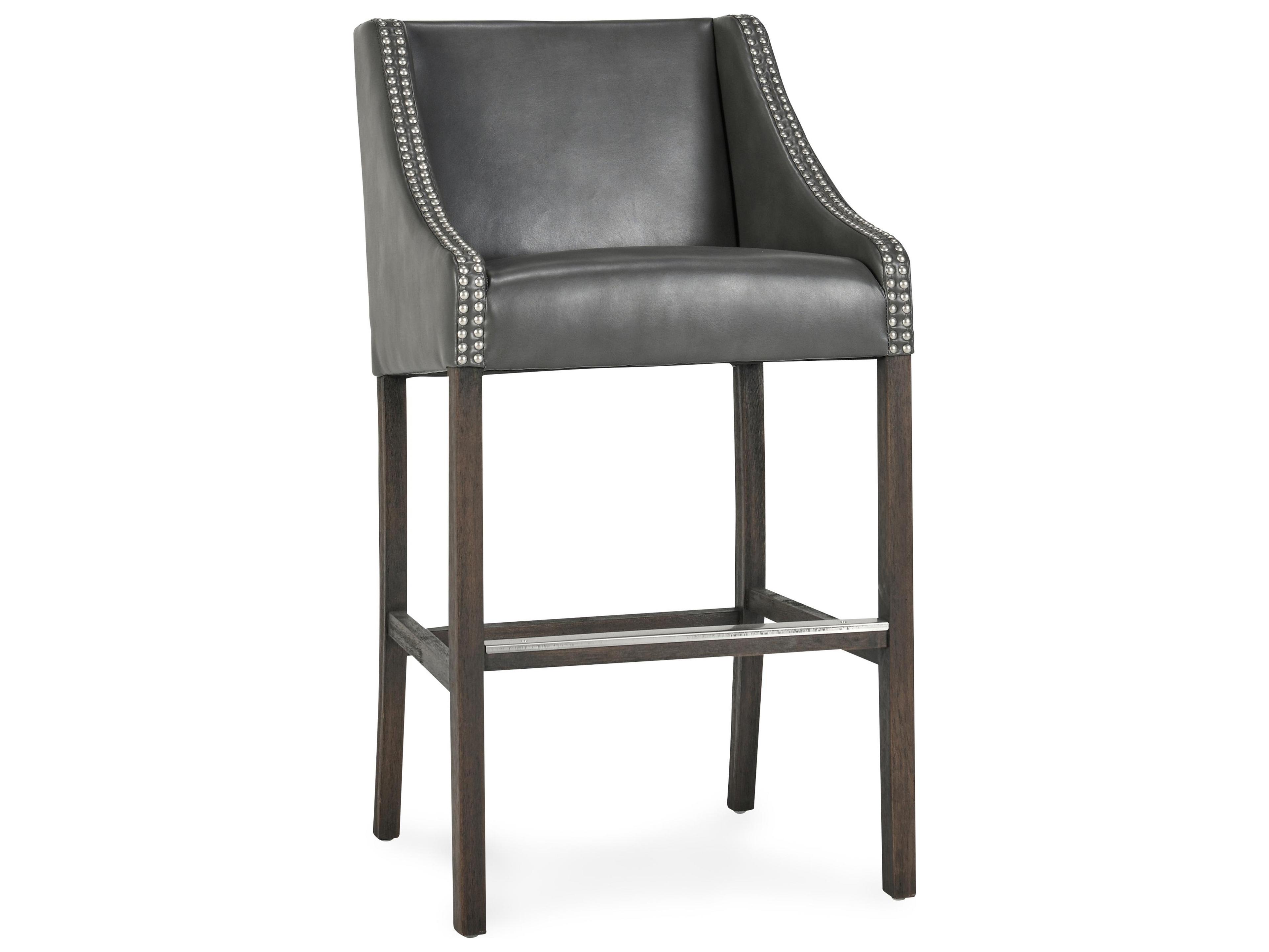 Classic Home Cascade Charcoal Gray Upholstery Leather Rubberwood Bar Stool